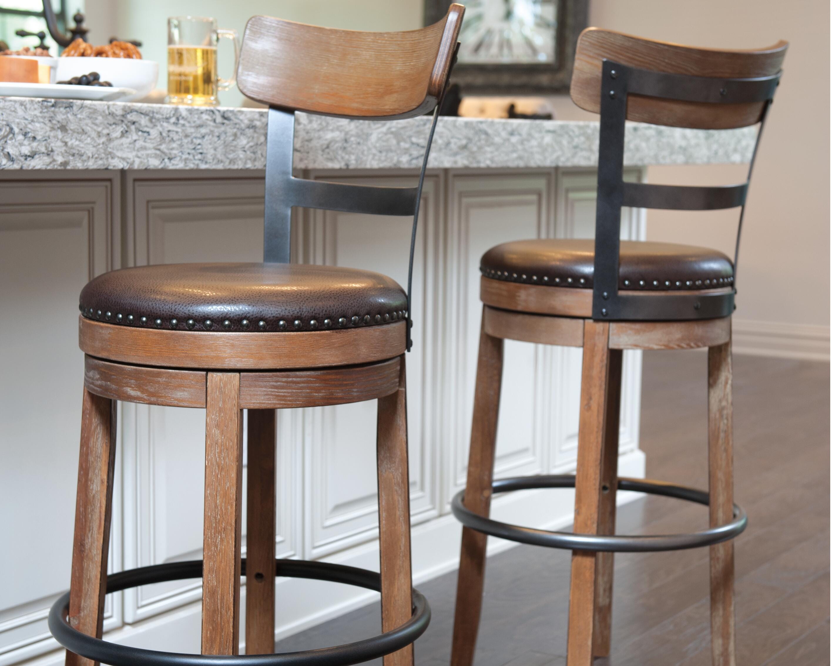 Dar Furniture - Ashley Furniture - Pinnadel Bar Height Bar Stool (Set of 2) - Bar Height Bar Stool (Set of 2) / Grayish Brown - D542-130X2