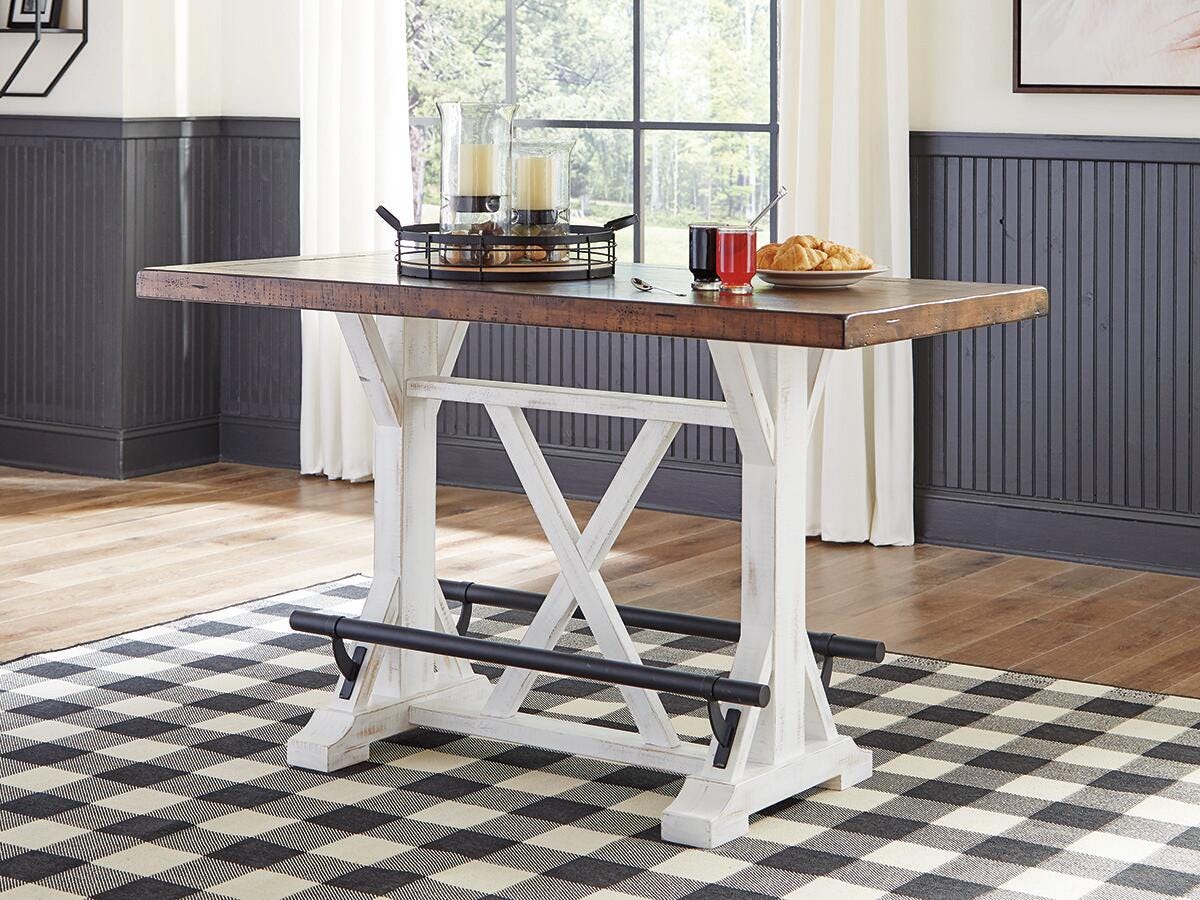 Dar Furniture - Ashley Furniture - Valebeck Counter Height Dining Table - RECT Dining Room Counter Table / White/Brown - D546-13