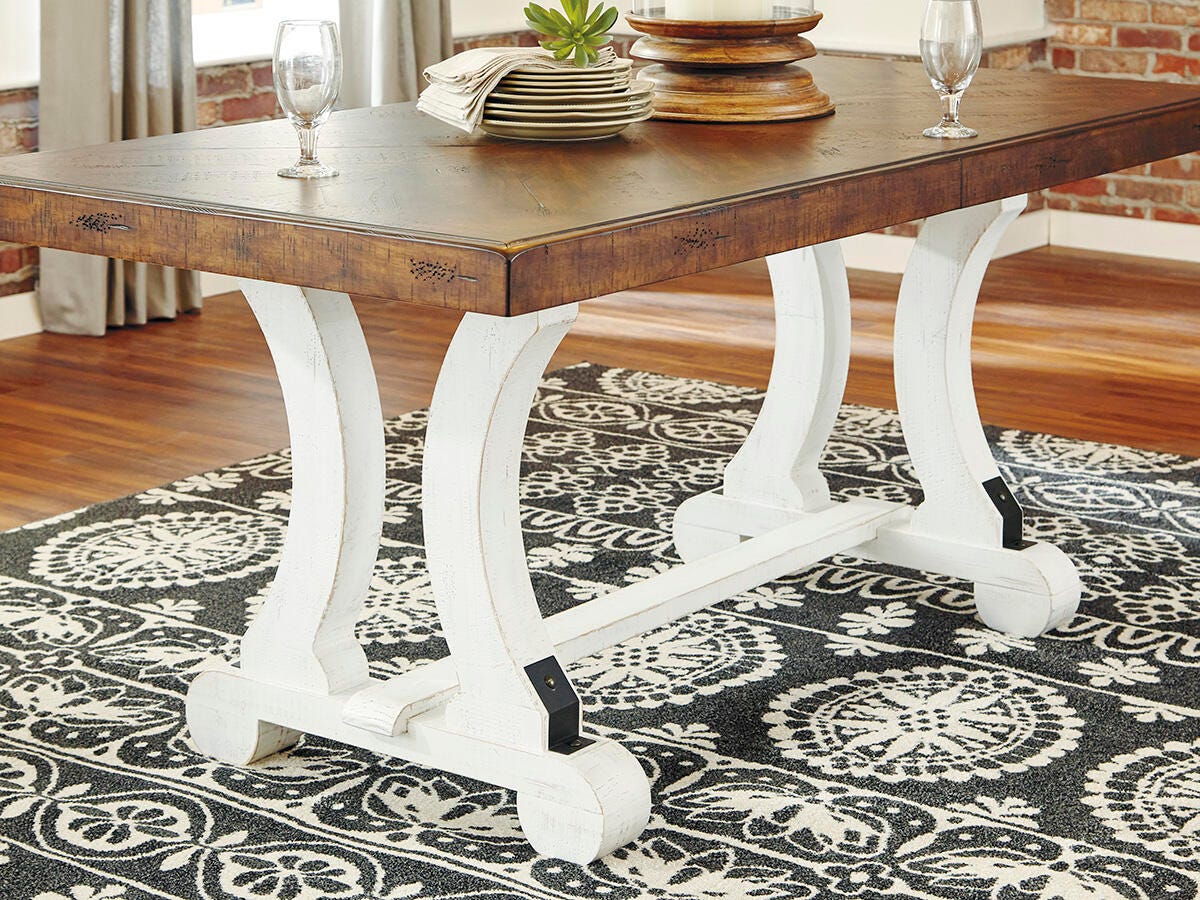 Dar Furniture - Ashley Furniture - Valebeck Dining Table - Rectangular Dining Room Table / White/Brown - D546-35