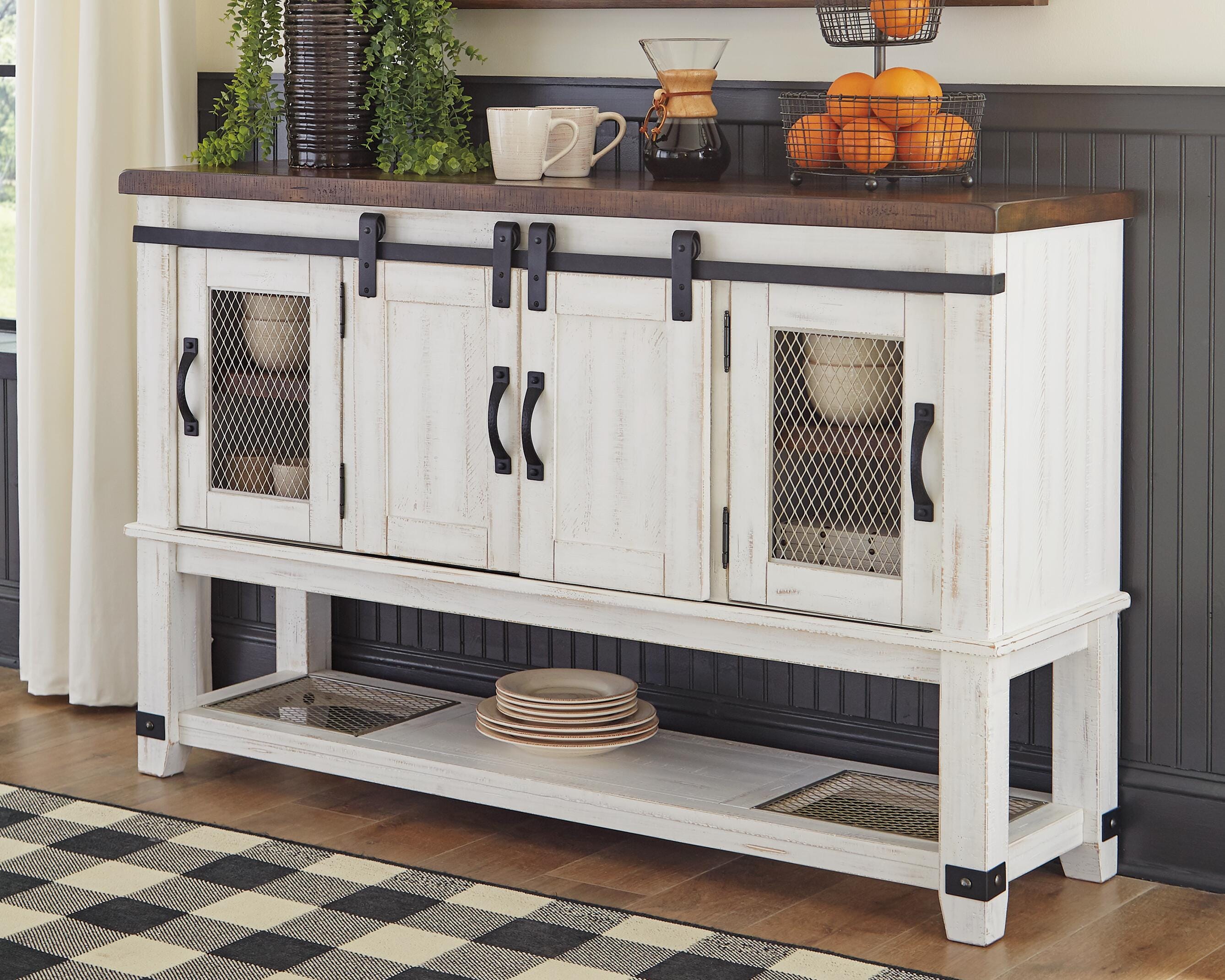 Dar Furniture - Ashley Furniture - Valebeck Dining Server - Dining Room Server / White/Brown - D546-60