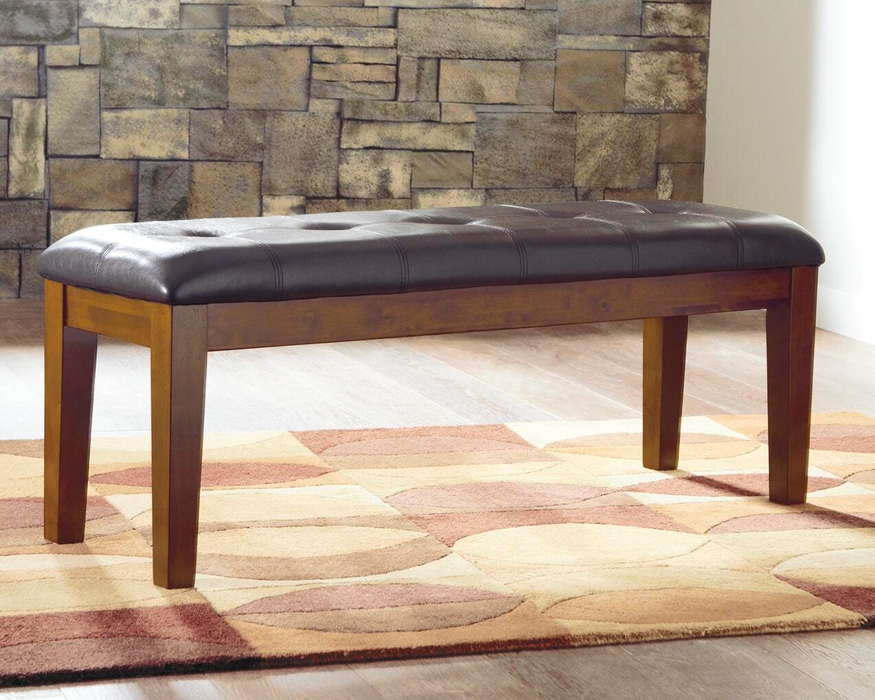 Dar Furniture - Ashley Furniture - Ralene Dining Bench - Large UPH Dining Room Bench / Medium Brown / 50"W x 16"D x 19"H - D594-00
