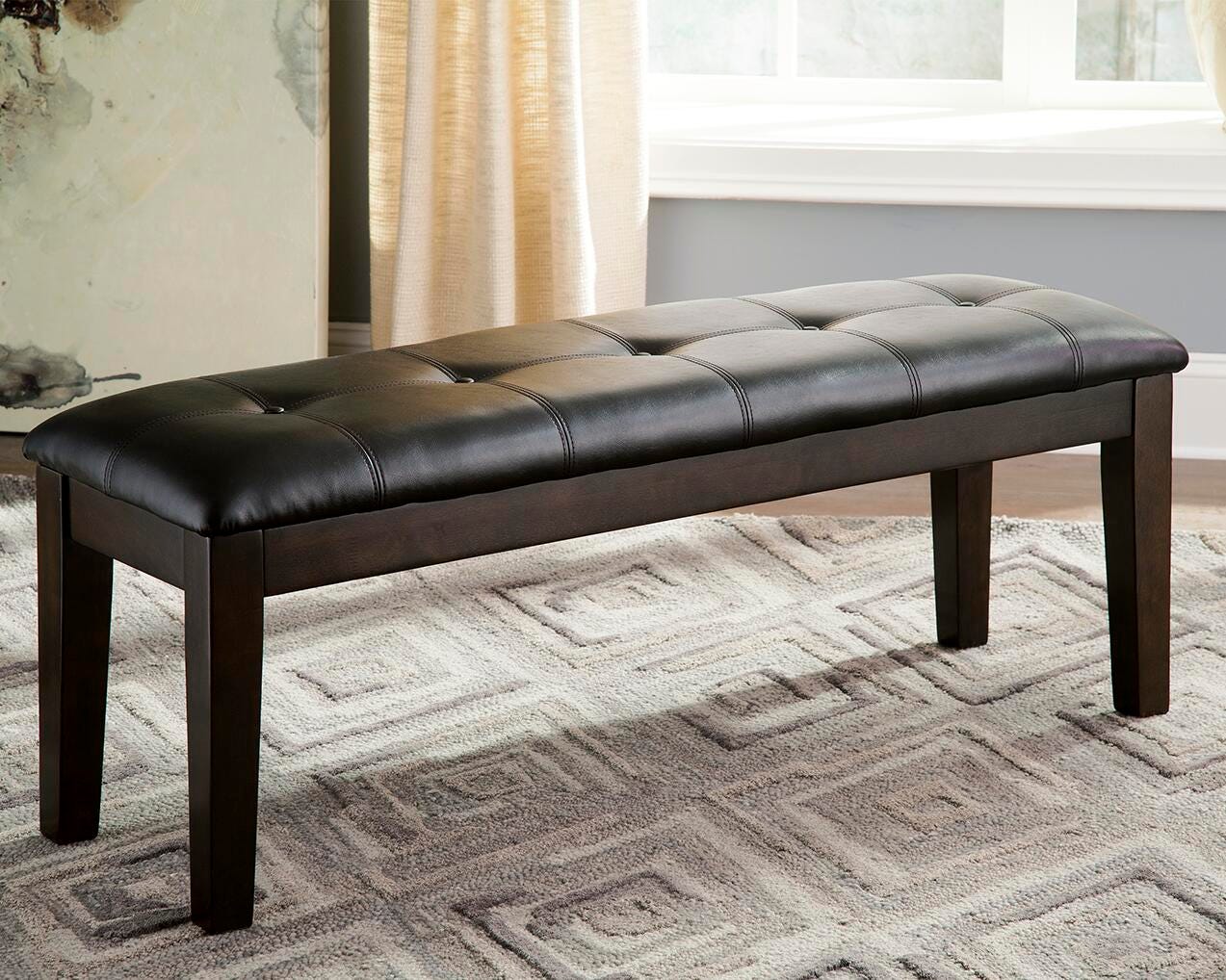 Dar Furniture - Ashley Furniture - Haddigan Dining Bench - Large UPH Dining Room Bench / Dark Brown / 50"W x 16"D x 19"H - D596-00