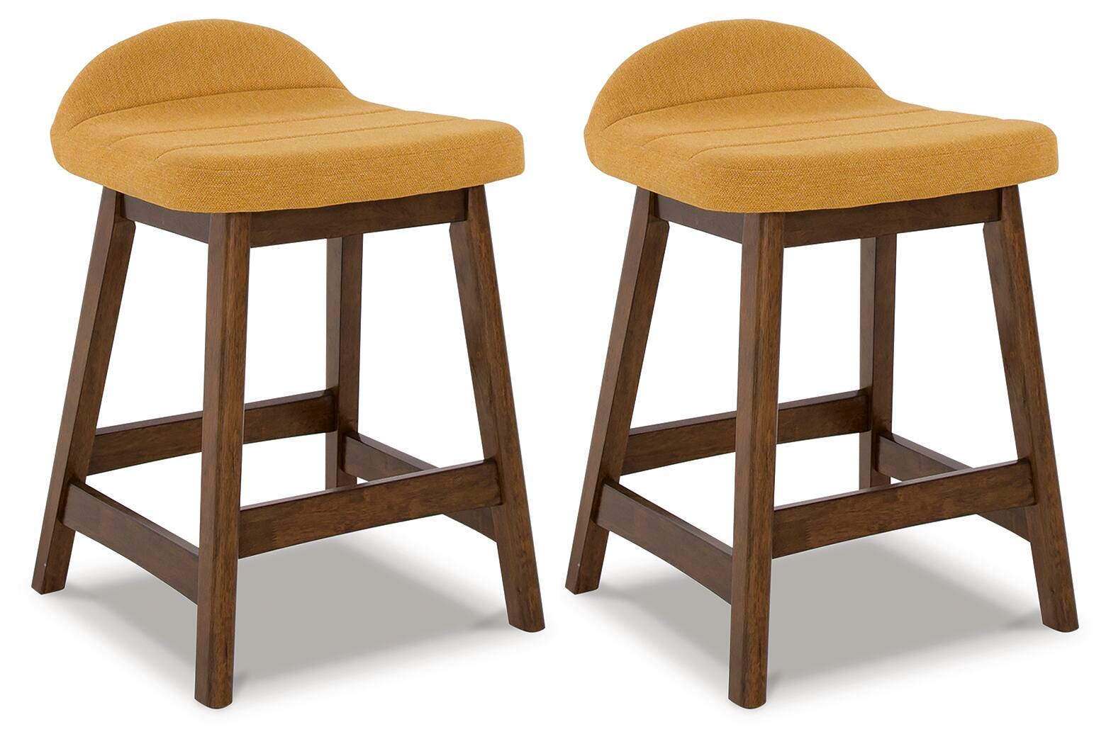 Dar Furniture - Ashley Furniture - Lyncott Counter Height Bar Stool (Set of 2) - Counter Height Bar Stool (Set of 2) / Mustard/Brown - D615-424X2