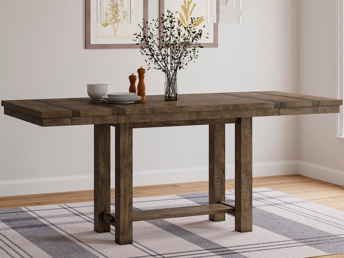 Dar Furniture - Ashley Furniture - Moriville Counter Height Dining Extension Table - RECT DRM Counter EXT Table / Grayish Brown - D631-32