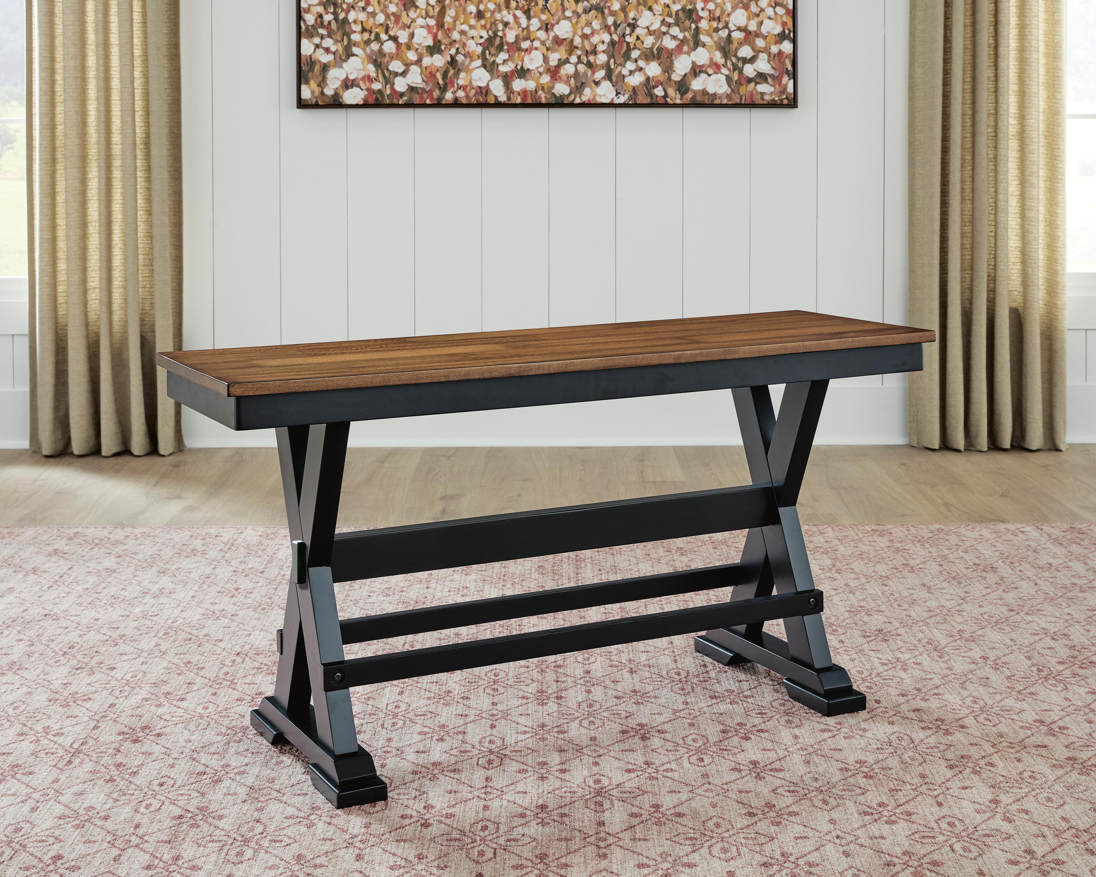 Dar Furniture - Ashley Furniture - Wildenauer 48" Counter Height Bench - Large Counter DRM Bench / Brown/Black / 48"W x 16"D x 24"H - D634-09