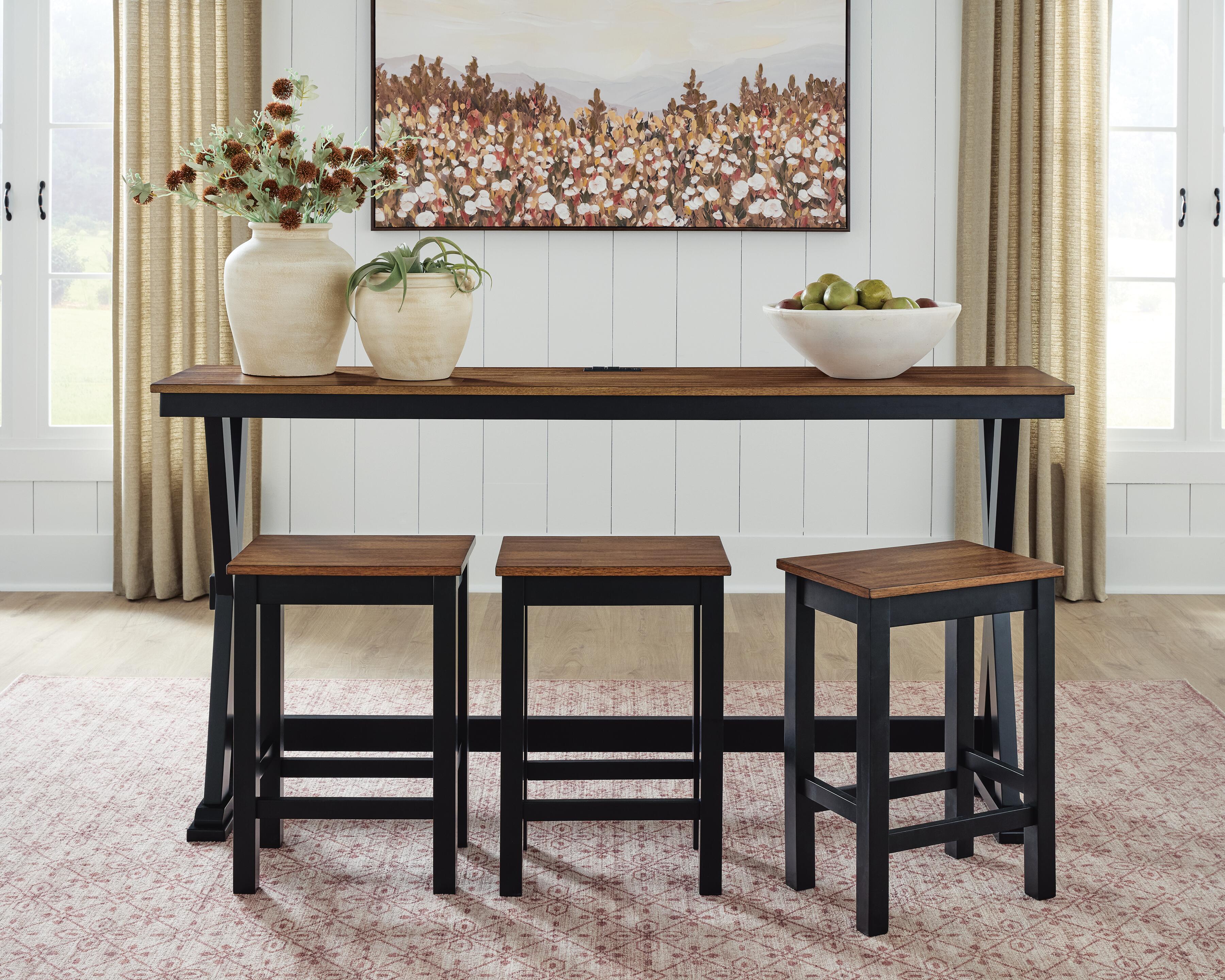 Dar Furniture - Ashley Furniture - Wildenauer Counter Height Dining Table and 3 Barstools Set - RECT DRM Counter TBL Set(4/CN) / Brown/Black - D634-113
