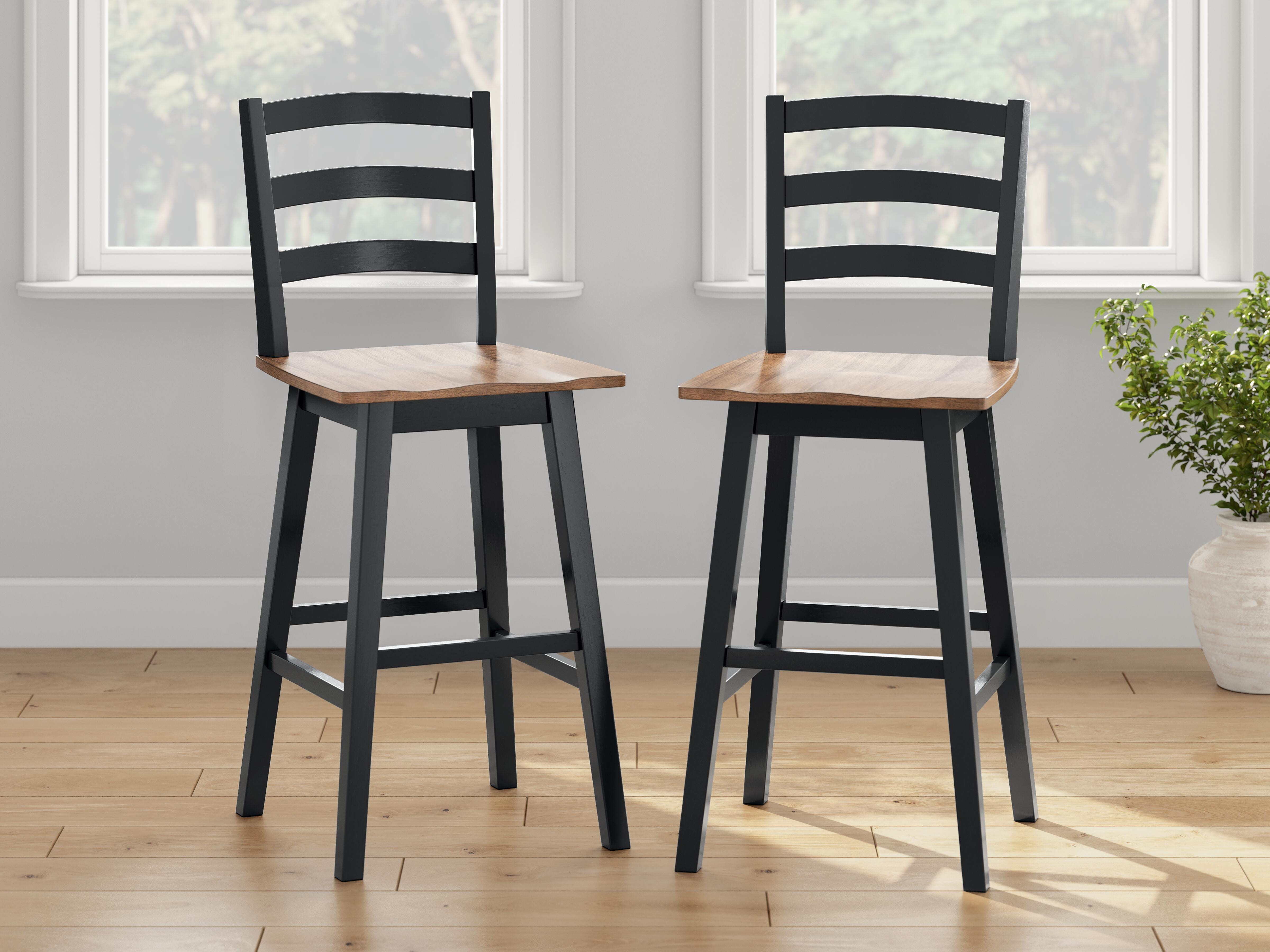 Dar Furniture - Ashley Furniture - Wildenauer Bar Height Barstool (Set of 2) - Bar Height Barstool (Set of 2) / Brown/Black - D634-230X2