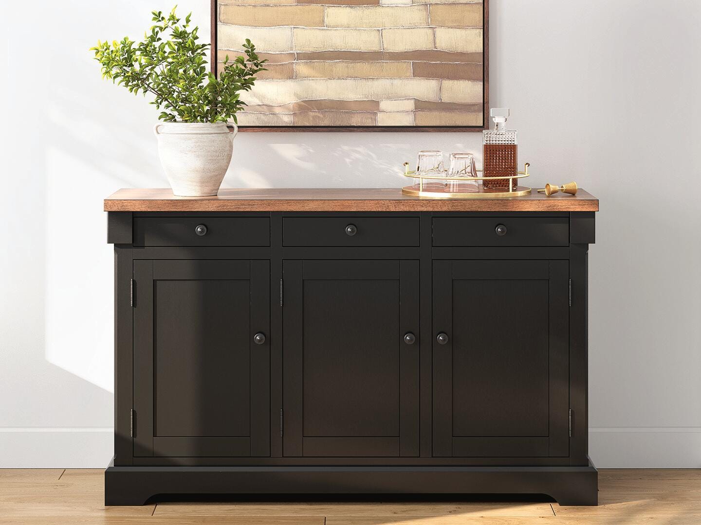 Dar Furniture - Ashley Furniture - Wildenauer Dining Buffet - Dining Room Buffet / Brown/Black - D634-80