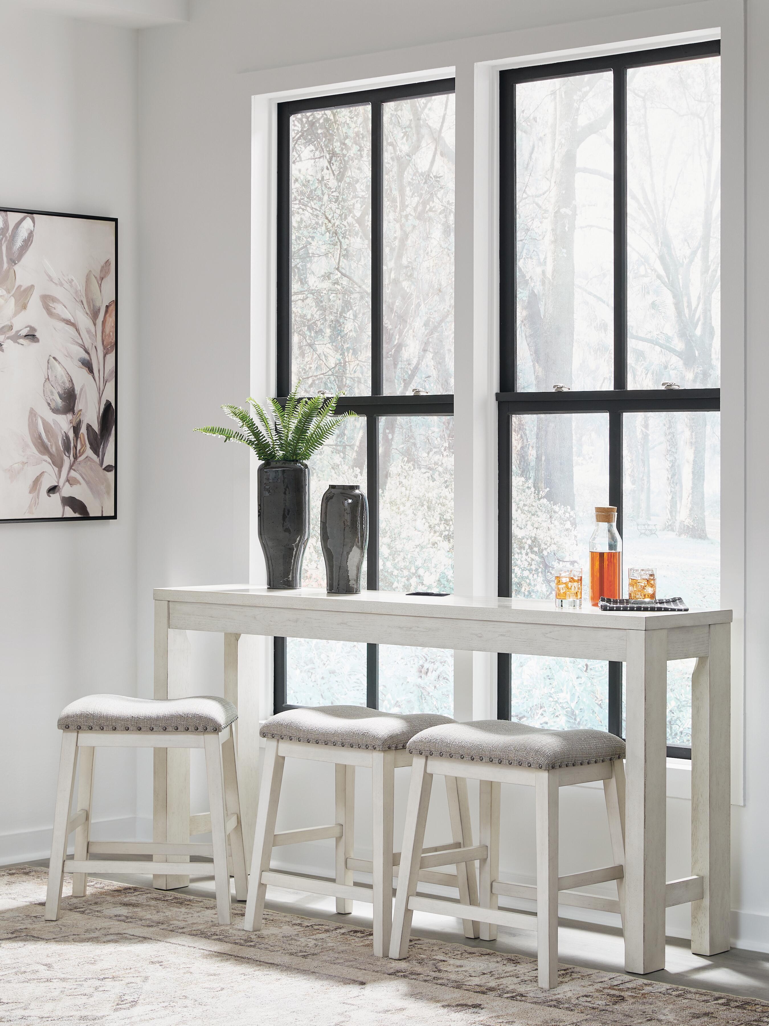 Dar Furniture - Ashley Furniture - Robbinsdale Counter Height Dining Table and 3 Barstools Set - RECT DRM Counter TBL Set(4/CN) / Antique White - D642-113