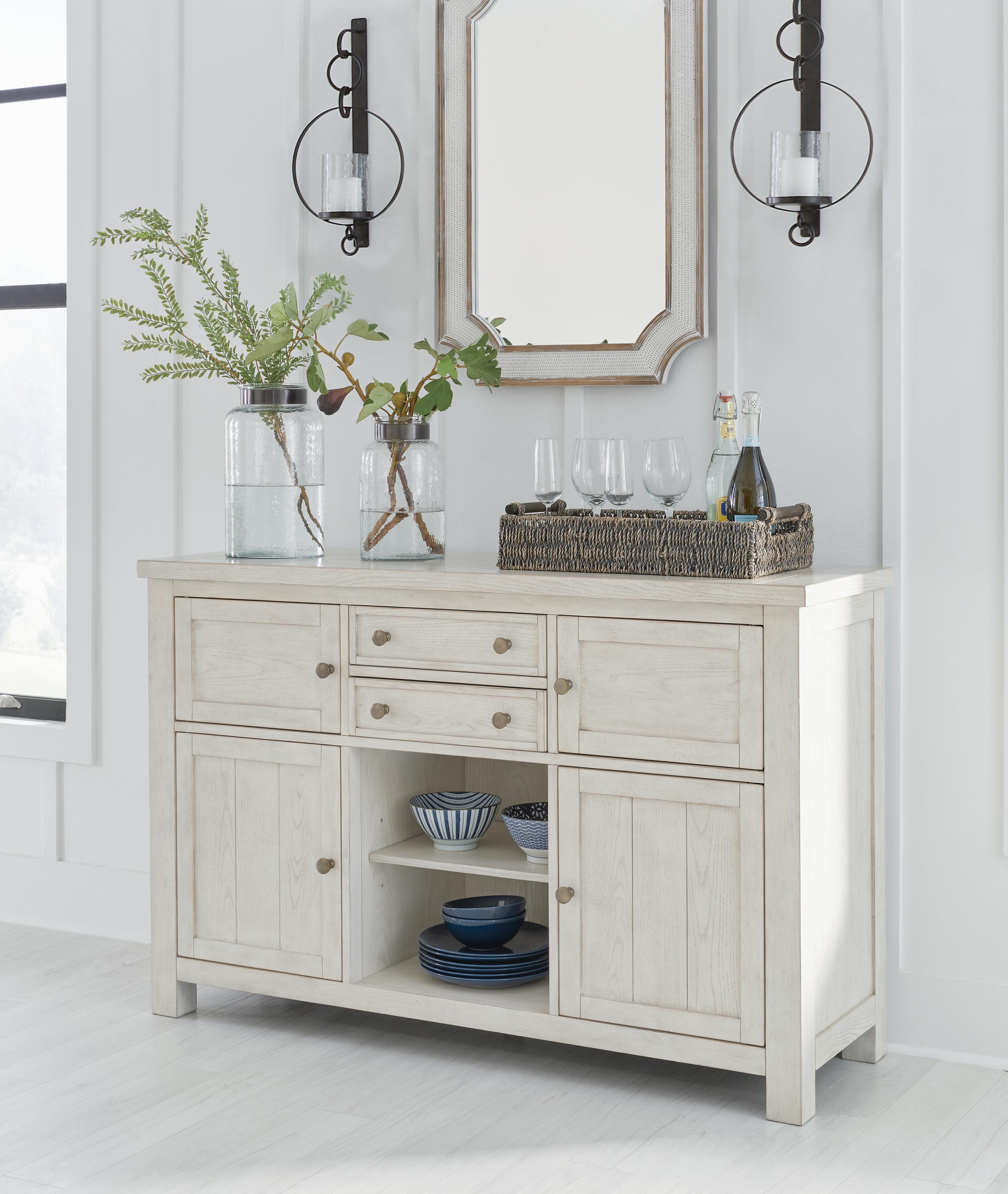 Dar Furniture - Ashley Furniture - Robbinsdale Dining Server - Dining Room Server / Antique White - D642-60