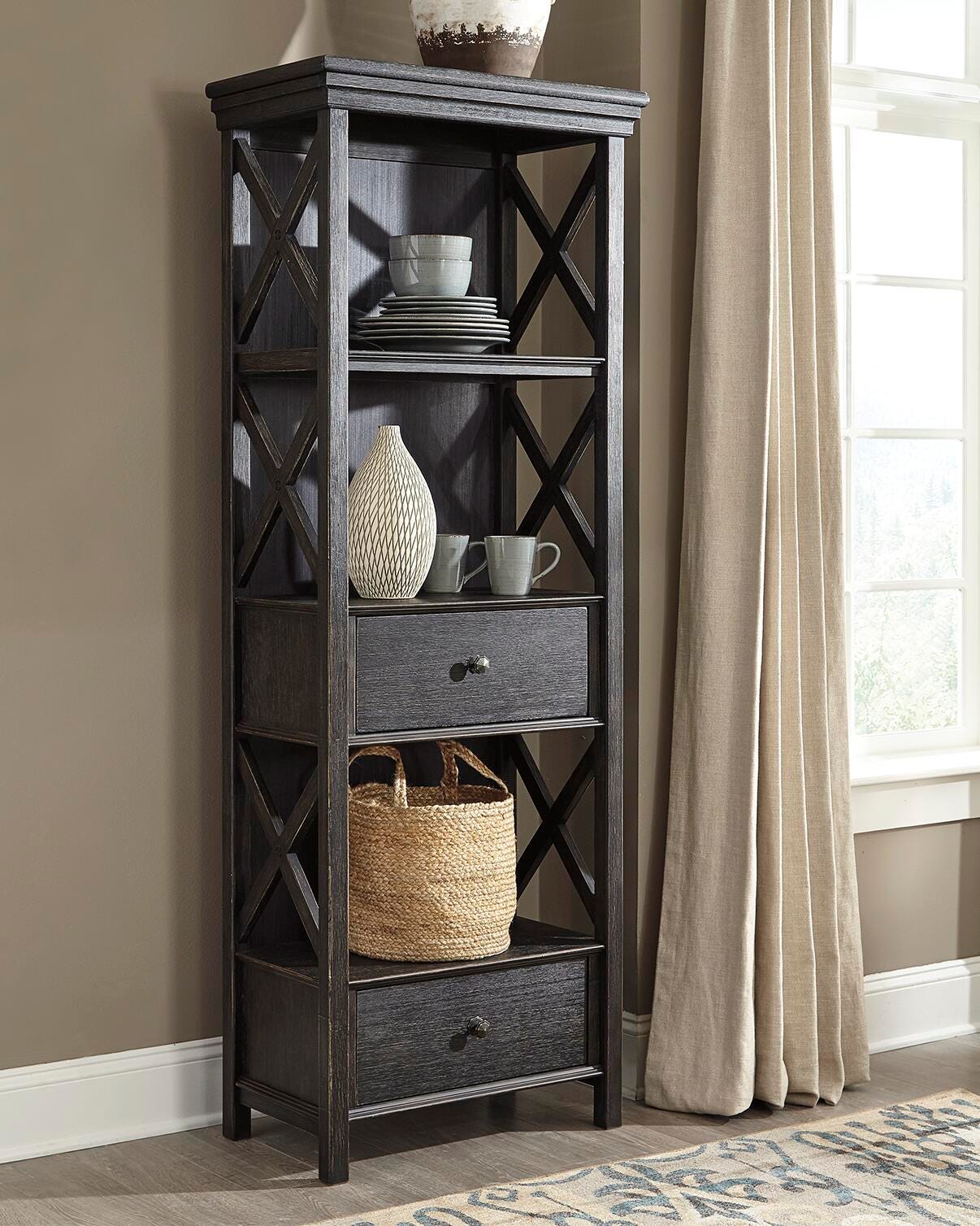 Dar Furniture - Ashley Furniture - Tyler Creek Display Cabinet - Display Cabinet / Black/Gray - D736-76