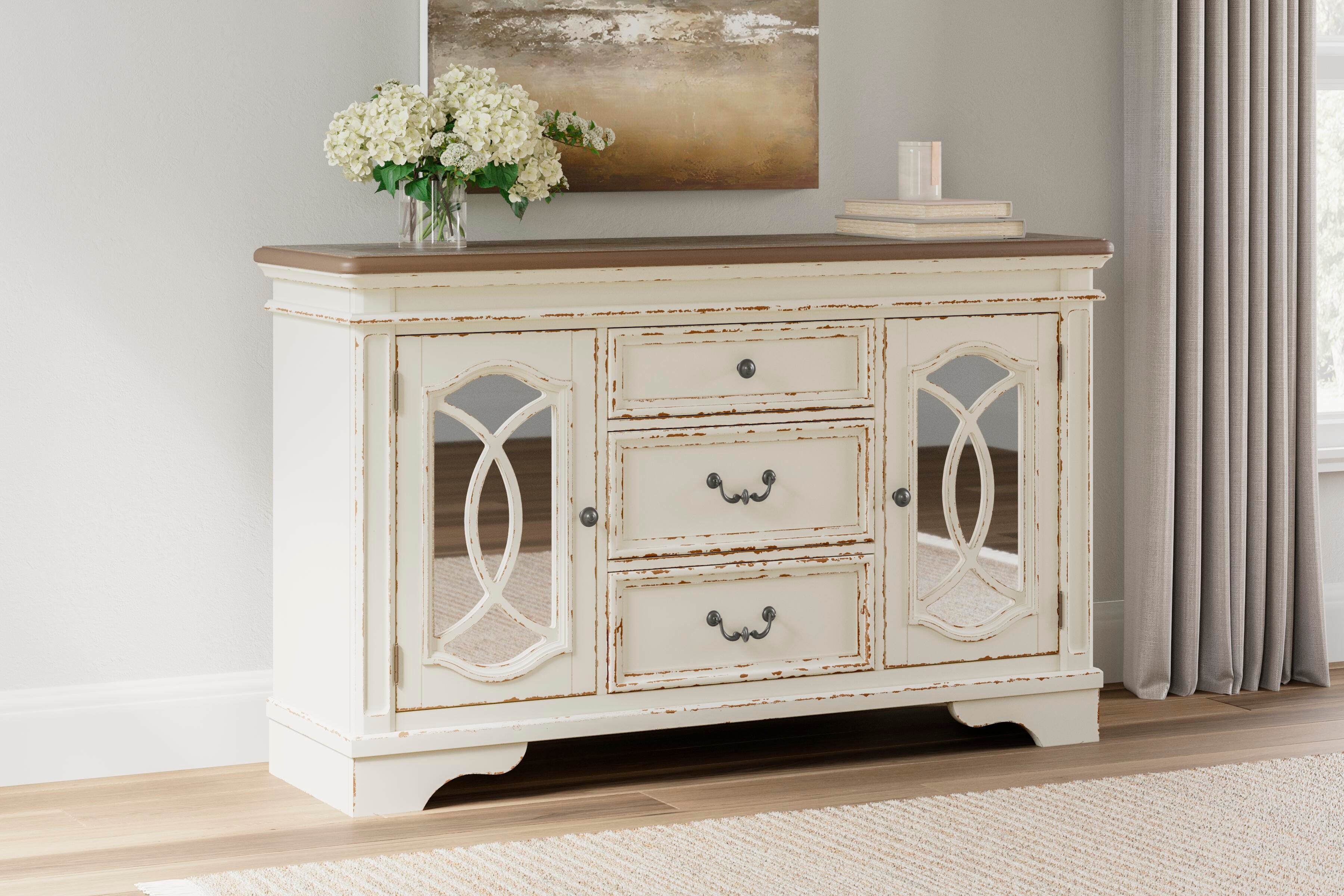 Dar Furniture - Ashley Furniture - Realyn Dining Server - Dining Room Server / Chipped White - D743-60