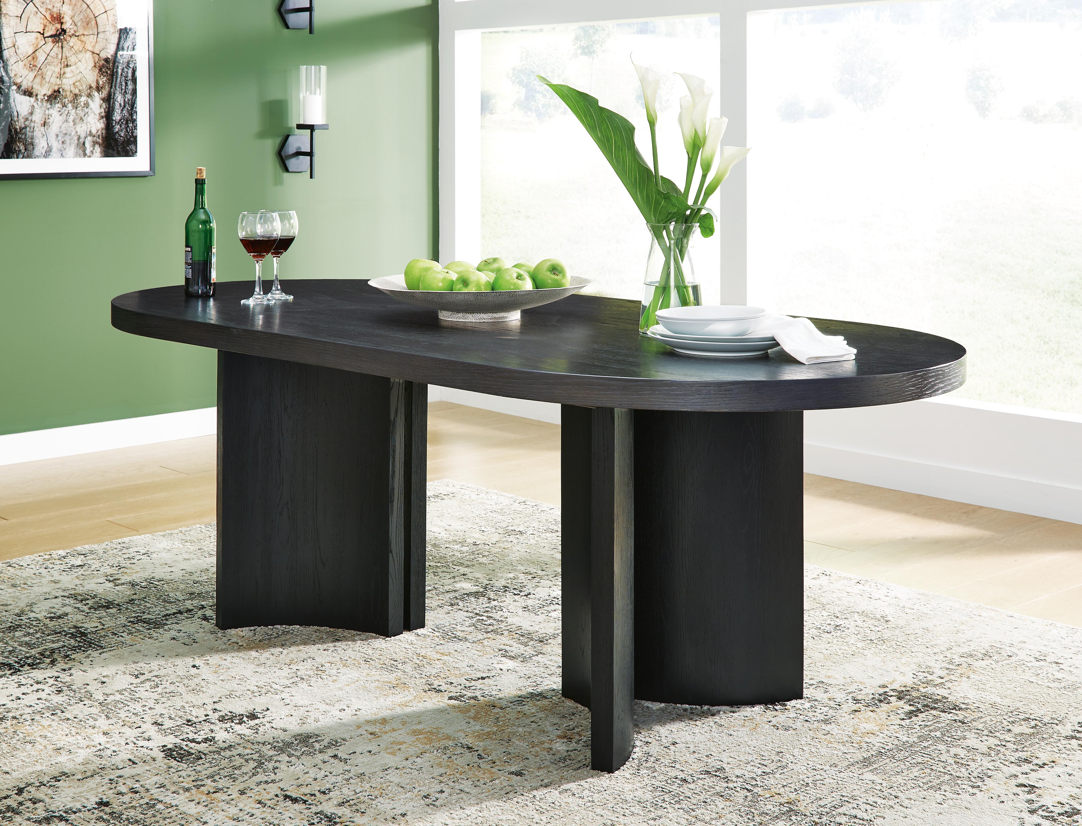 Dar Furniture - Ashley Furniture - Rowanbeck Dining Table - Oval Dining Room Table / Black - D821-25