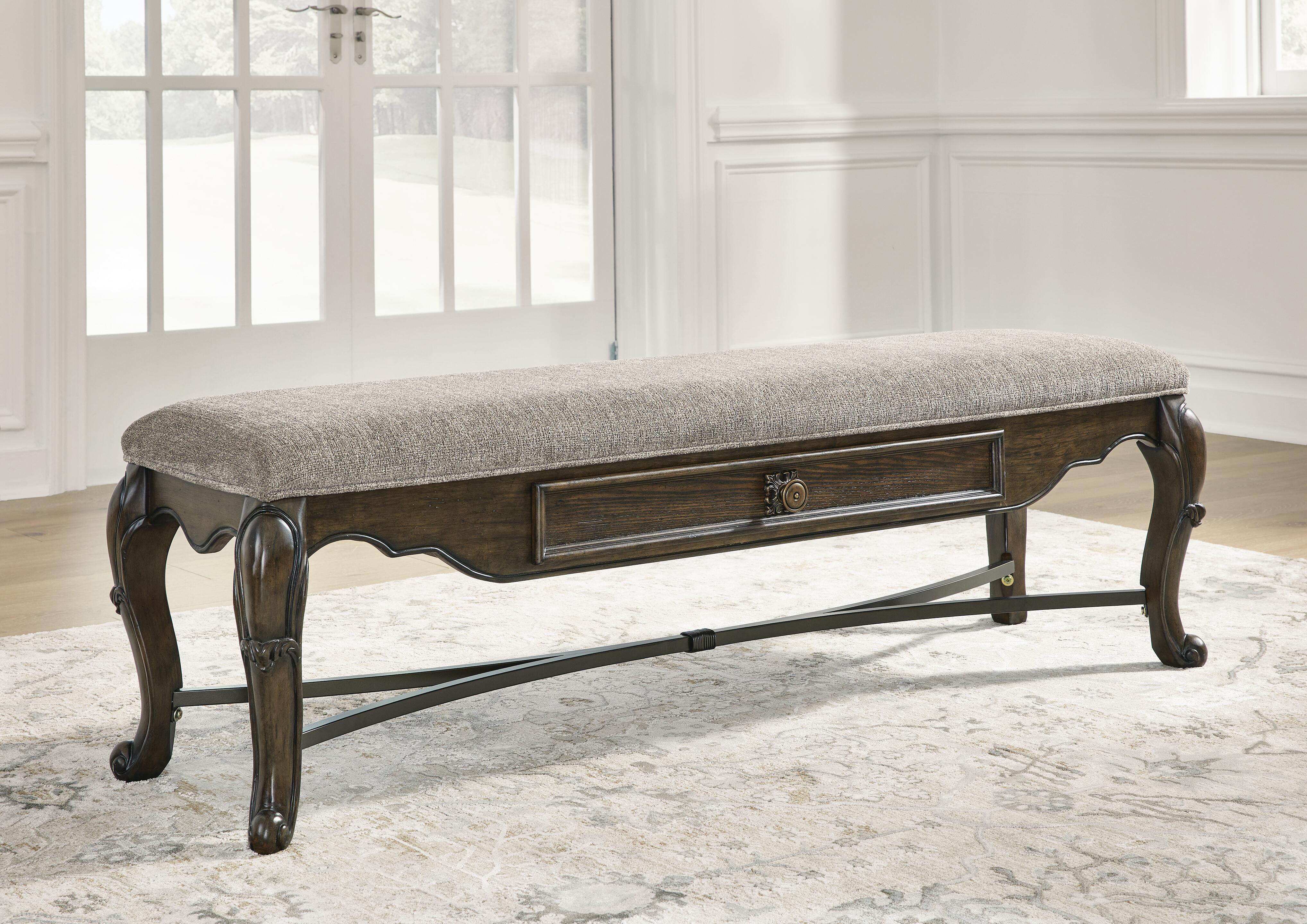 Dar Furniture - Ashley Furniture - Maylee 63" Dining Bench - Upholstered Storage Bench / Dark Brown / 63"W x 18"D x 20"H - D947-00