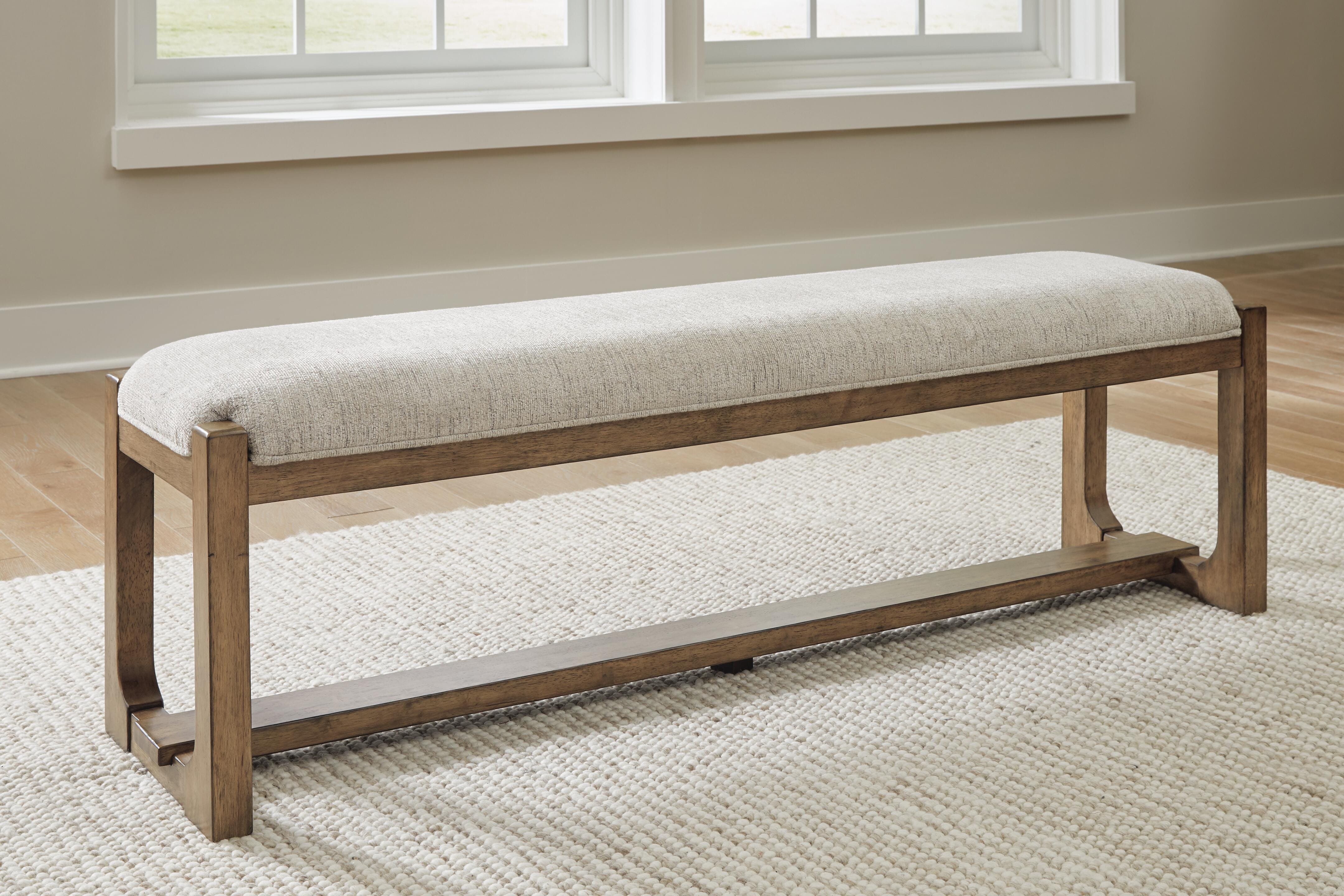 Dar Furniture - Ashley Furniture - Cabalynn 63" Dining Bench - Large UPH Dining Room Bench / Oatmeal/Light Brown / 64"W x 16"D x 20"H - D974-00