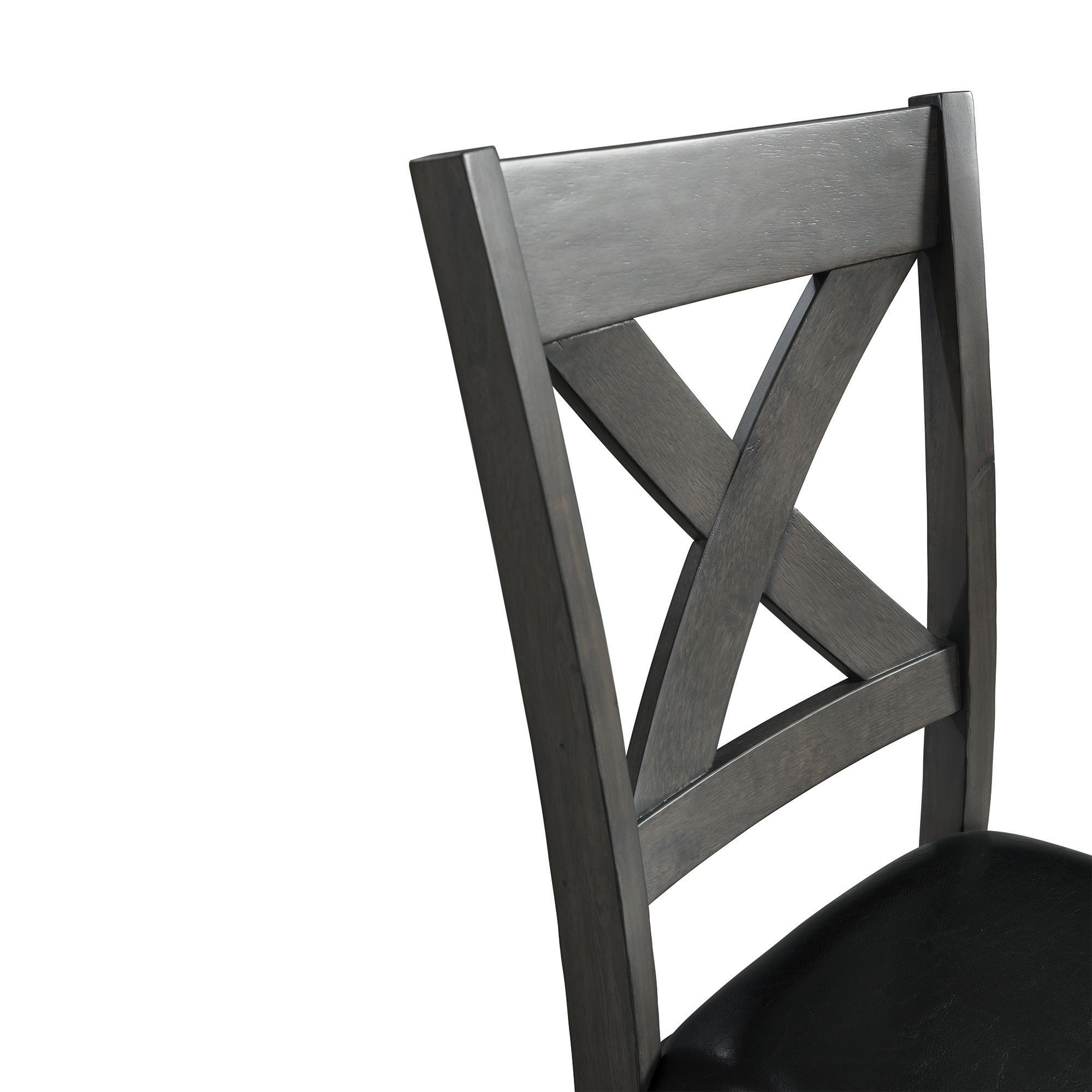 Alex Grey 60" 7 PC Dining Set (Grey Table with Black PU Seat)