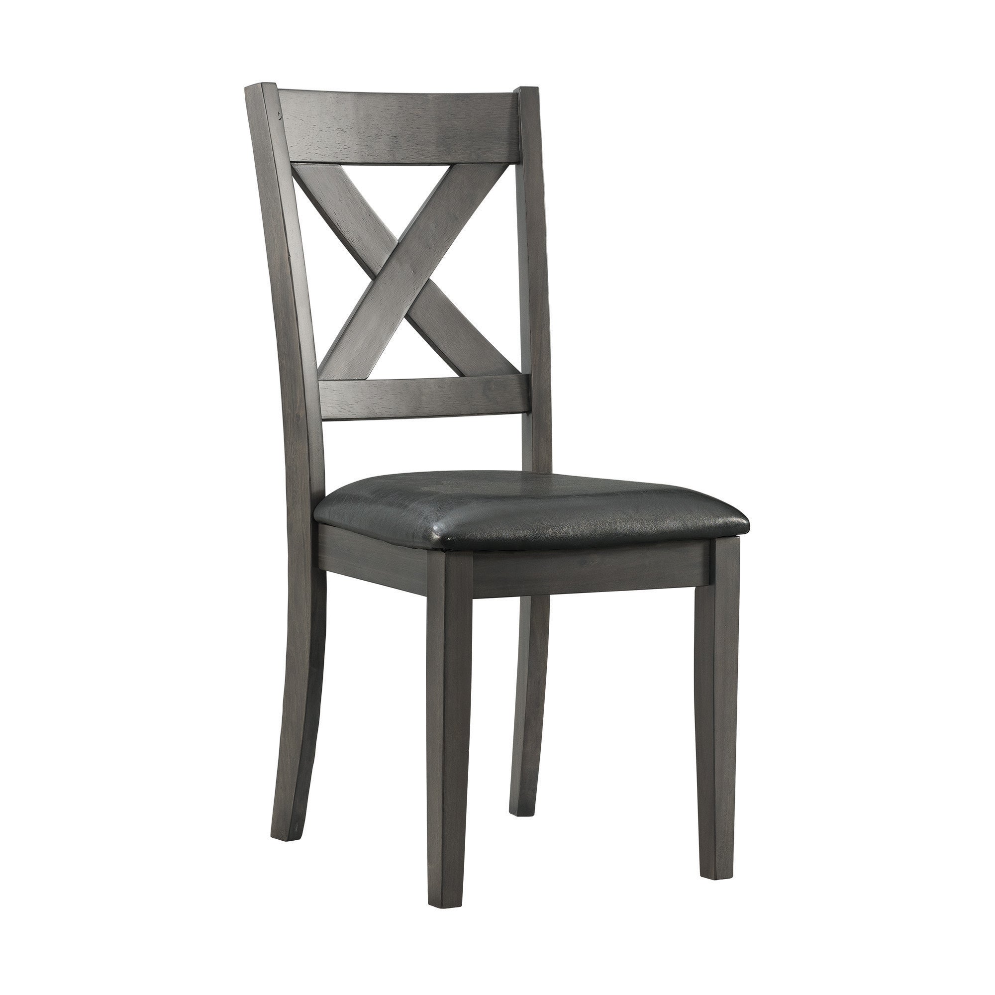 Alex Grey 60" 7 PC Dining Set (Grey Table with Black PU Seat)