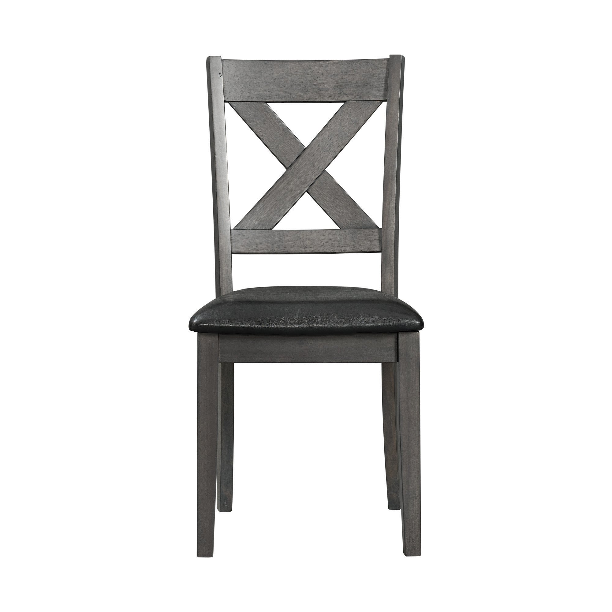 Alex Grey 60" 7 PC Dining Set (Grey Table with Black PU Seat)