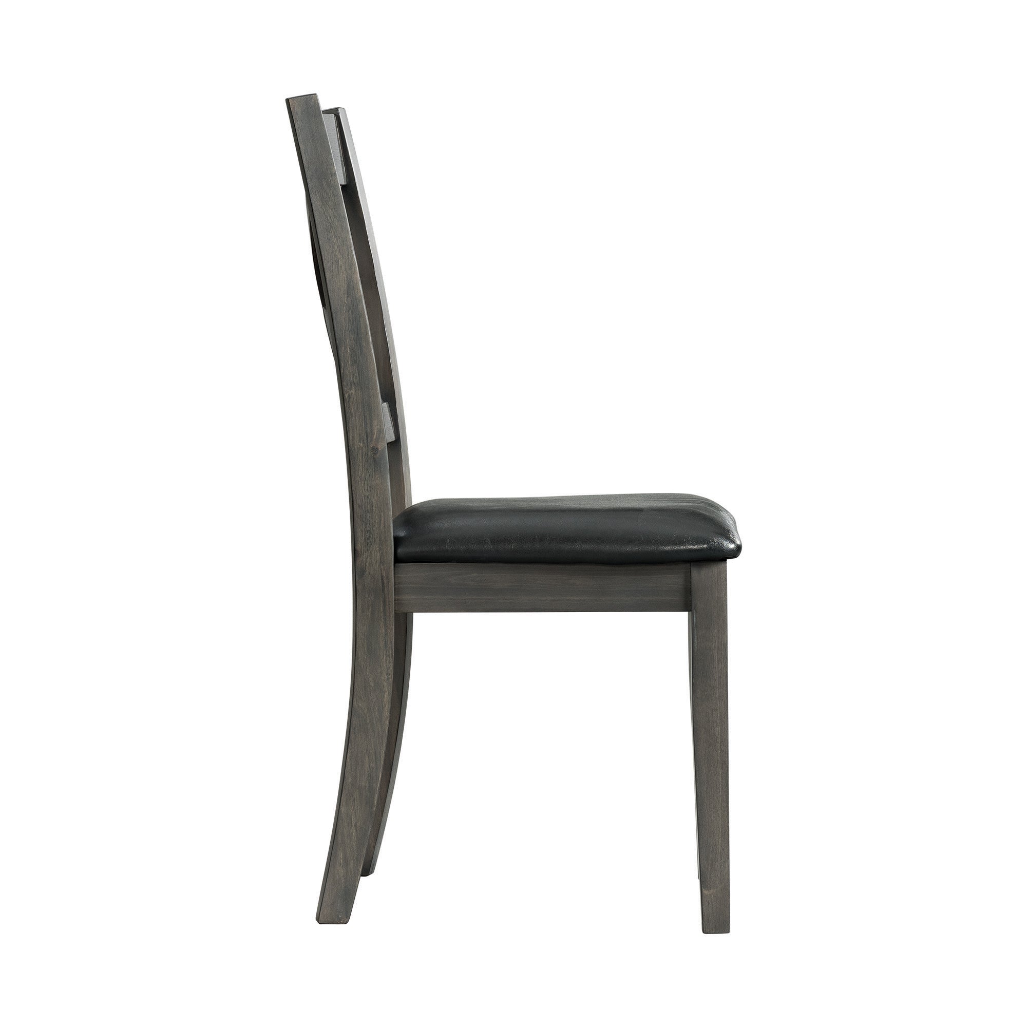 Alex Grey 60" 7 PC Dining Set (Grey Table with Black PU Seat)
