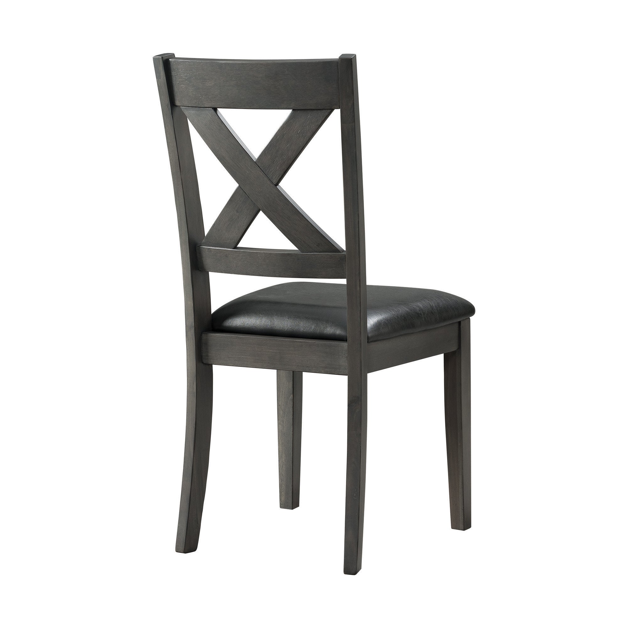 Alex Grey 60" 7 PC Dining Set (Grey Table with Black PU Seat)