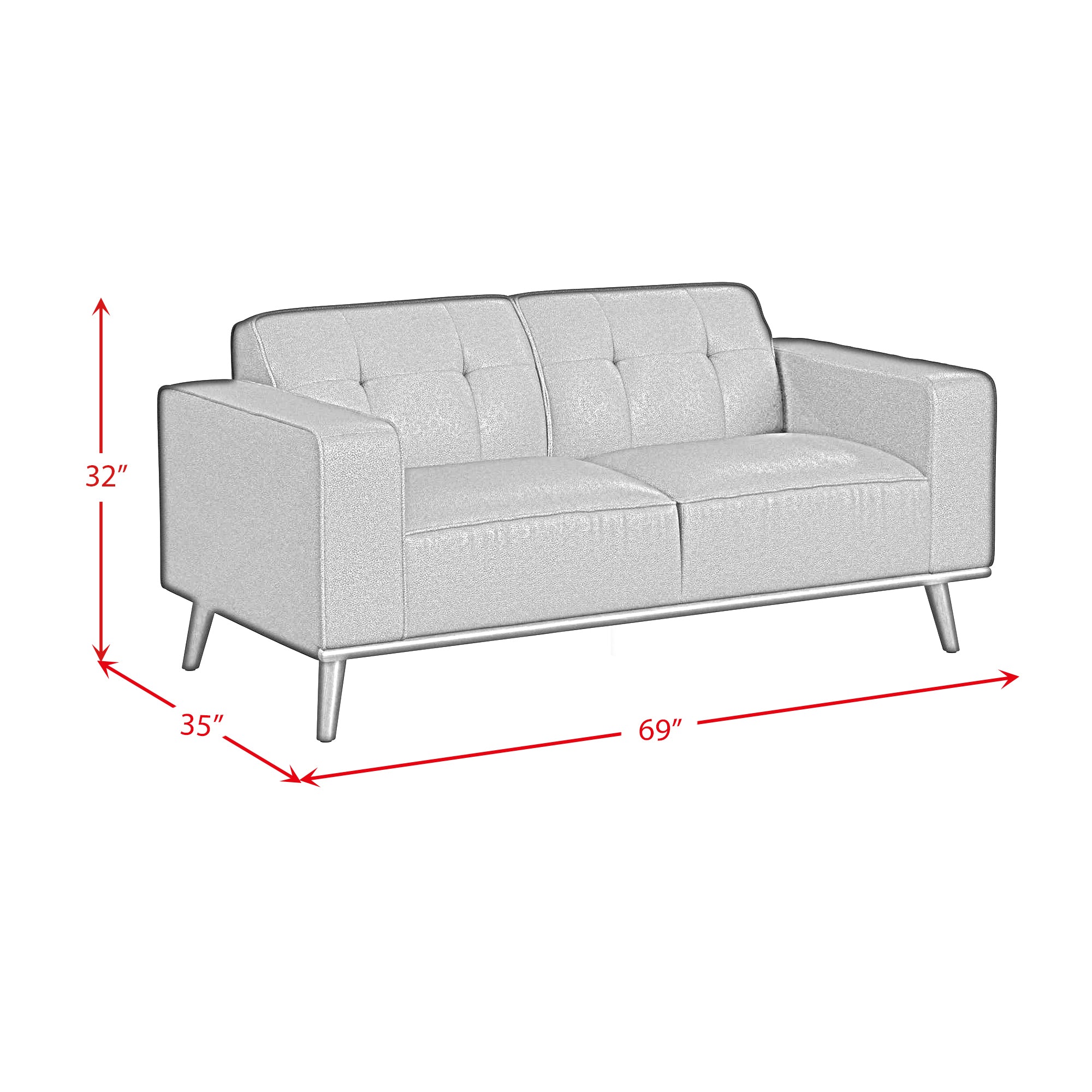 Destiny Loveseat with Wood Front in Pebble Tan