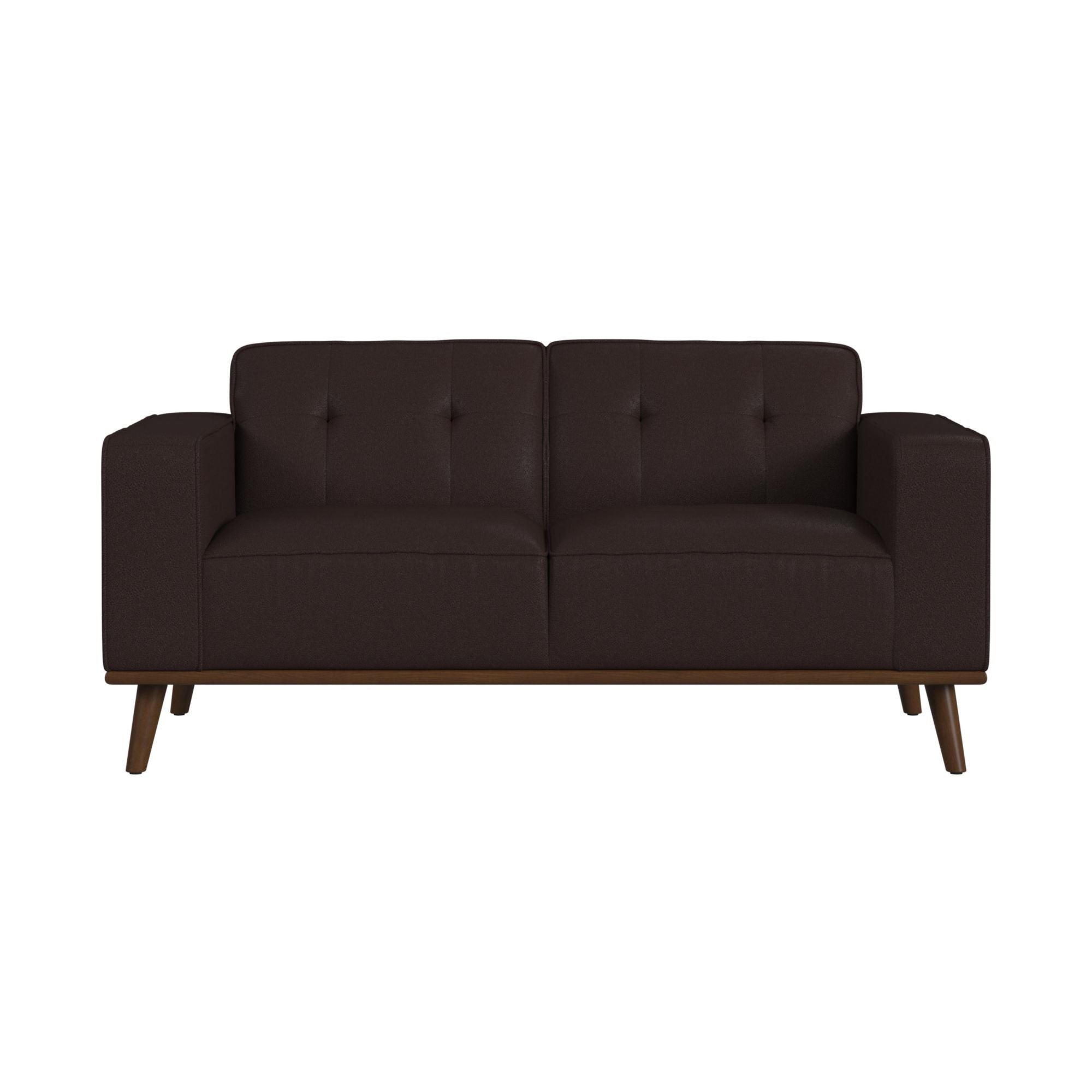 Destiny Loveseat with Wood Front in Pebble Brown