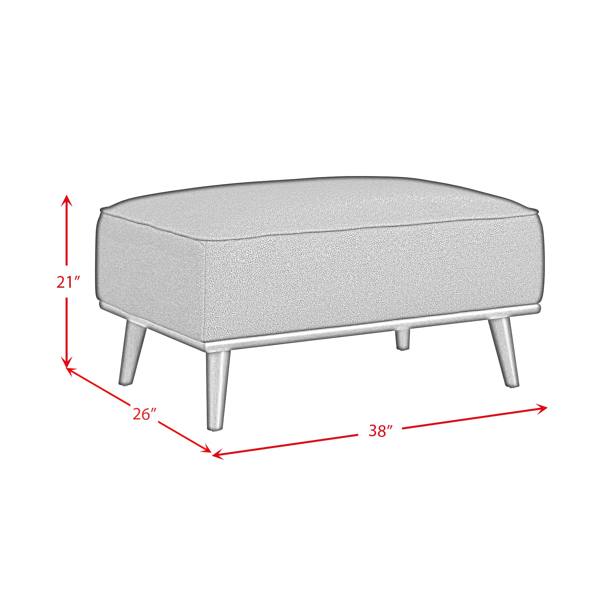 Destiny Ottoman with Wood Base in Pebble Tan
