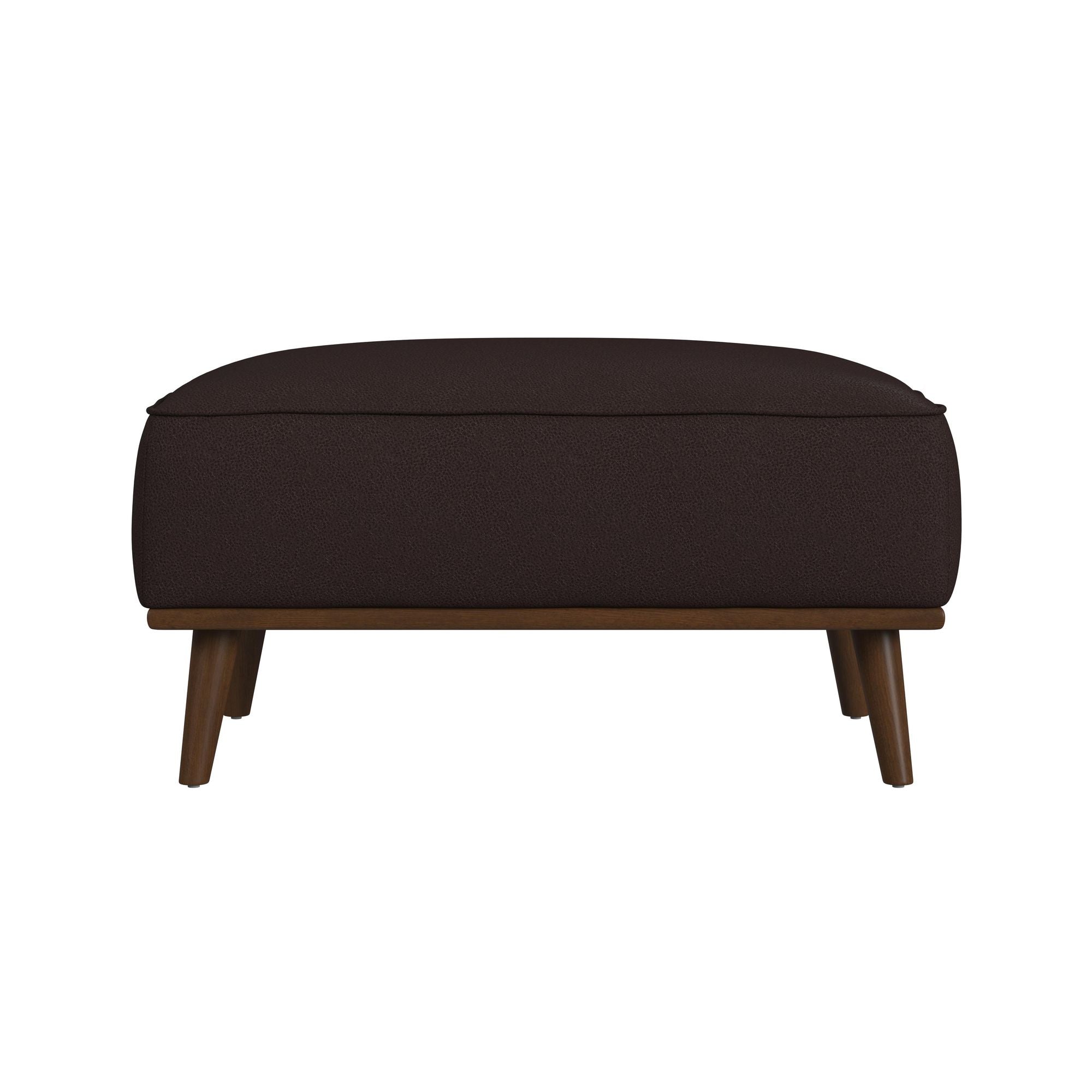 Destiny Ottoman with Wood Base in Pebble Brown