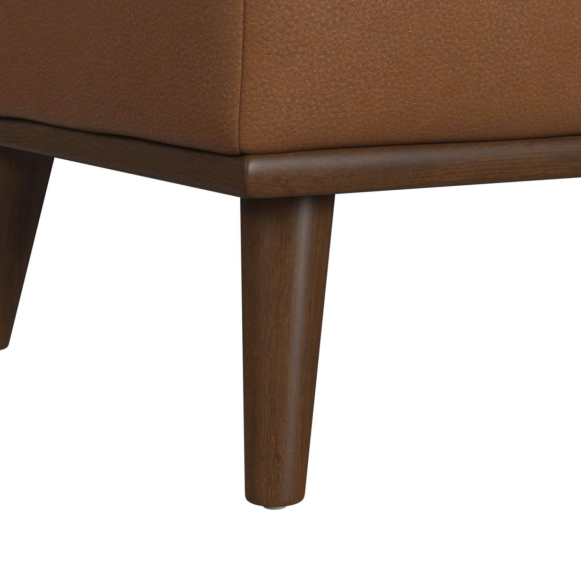 Destiny Ottoman with Wood Base in Pebble Tan