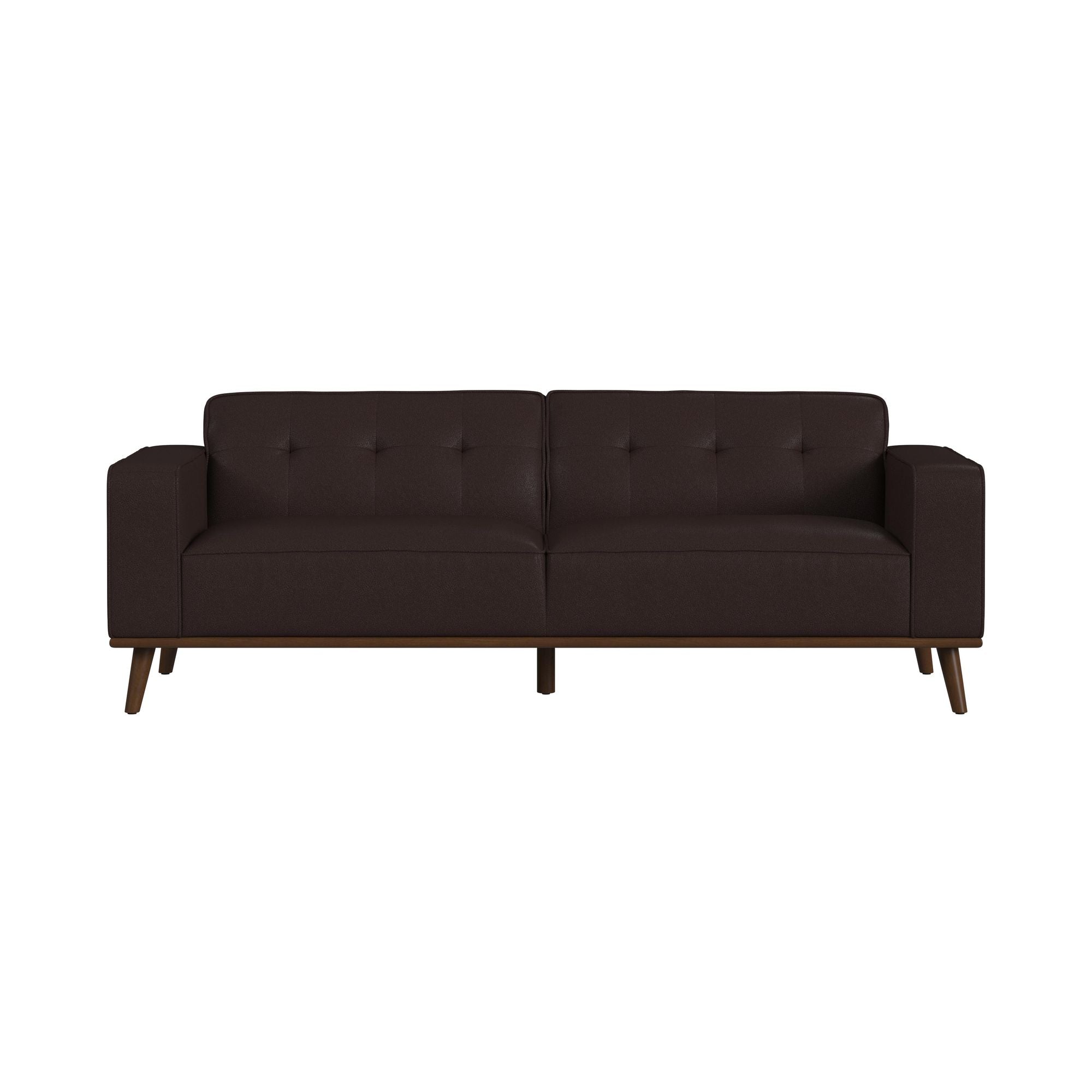 Destiny Sofa with Wood Front in Pebble Brown
