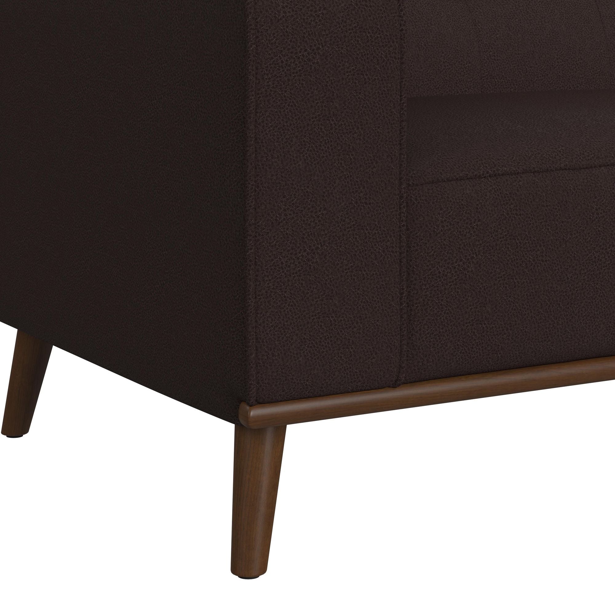 Destiny Sofa with Wood Front in Pebble Brown