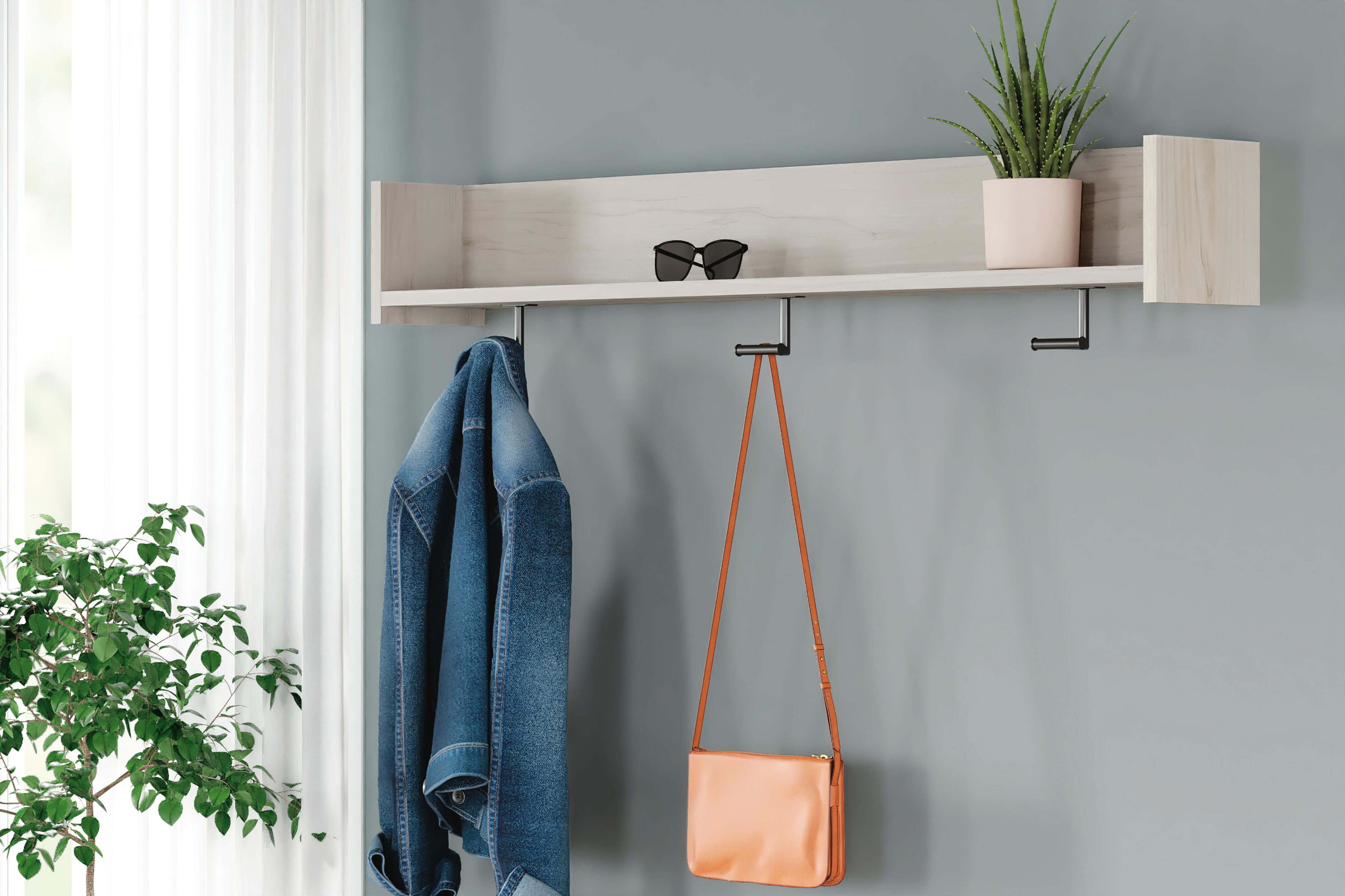 Dar Furniture - Ashley Furniture - Socalle Wall Mounted Coat Rack with Shelf - Wall Mounted Coat Rack w/Shelf / Light Natural - EA1864-151