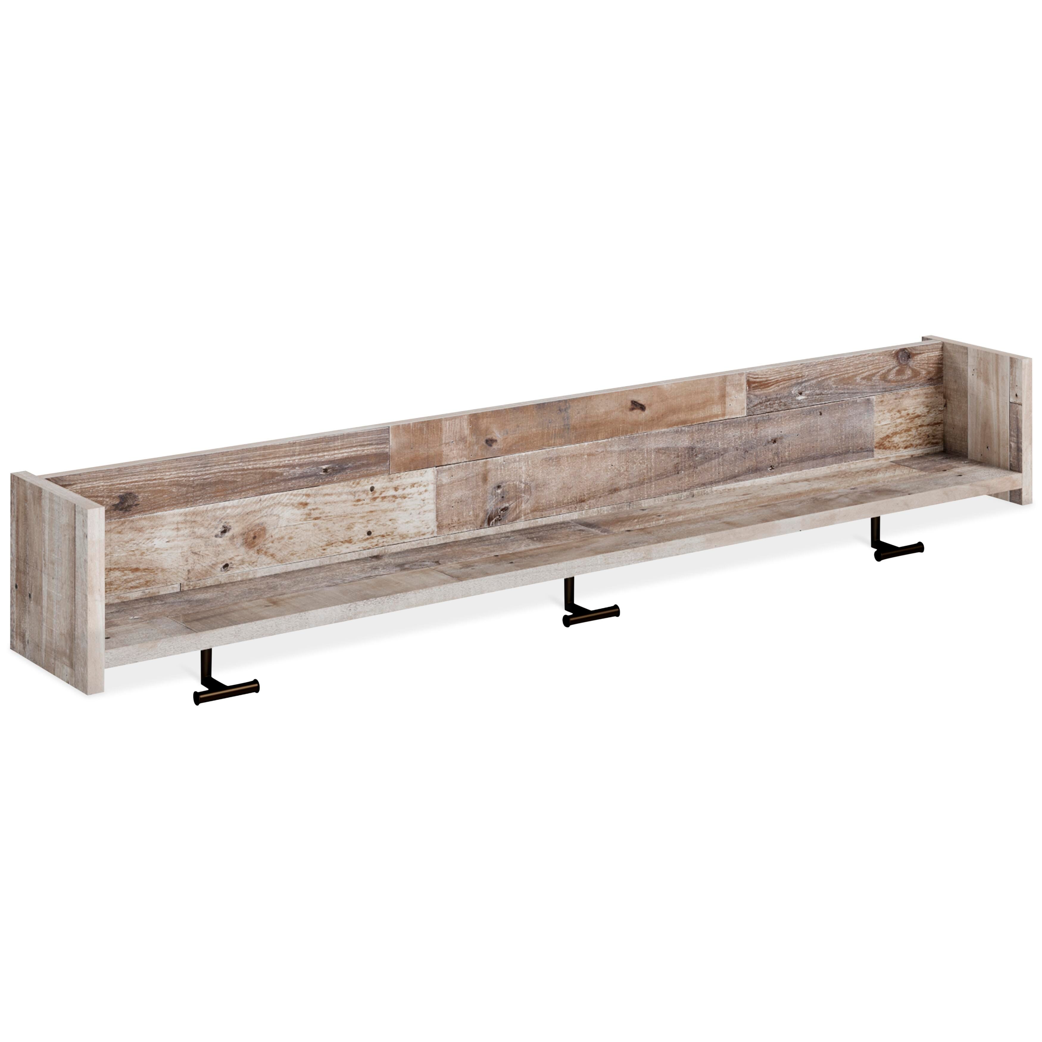 Dar Furniture - Ashley Furniture - Neilsville Wall Mounted Coat Rack with Shelf - Wall Mounted Coat Rack w/Shelf / Whitewash - EA2320-151
