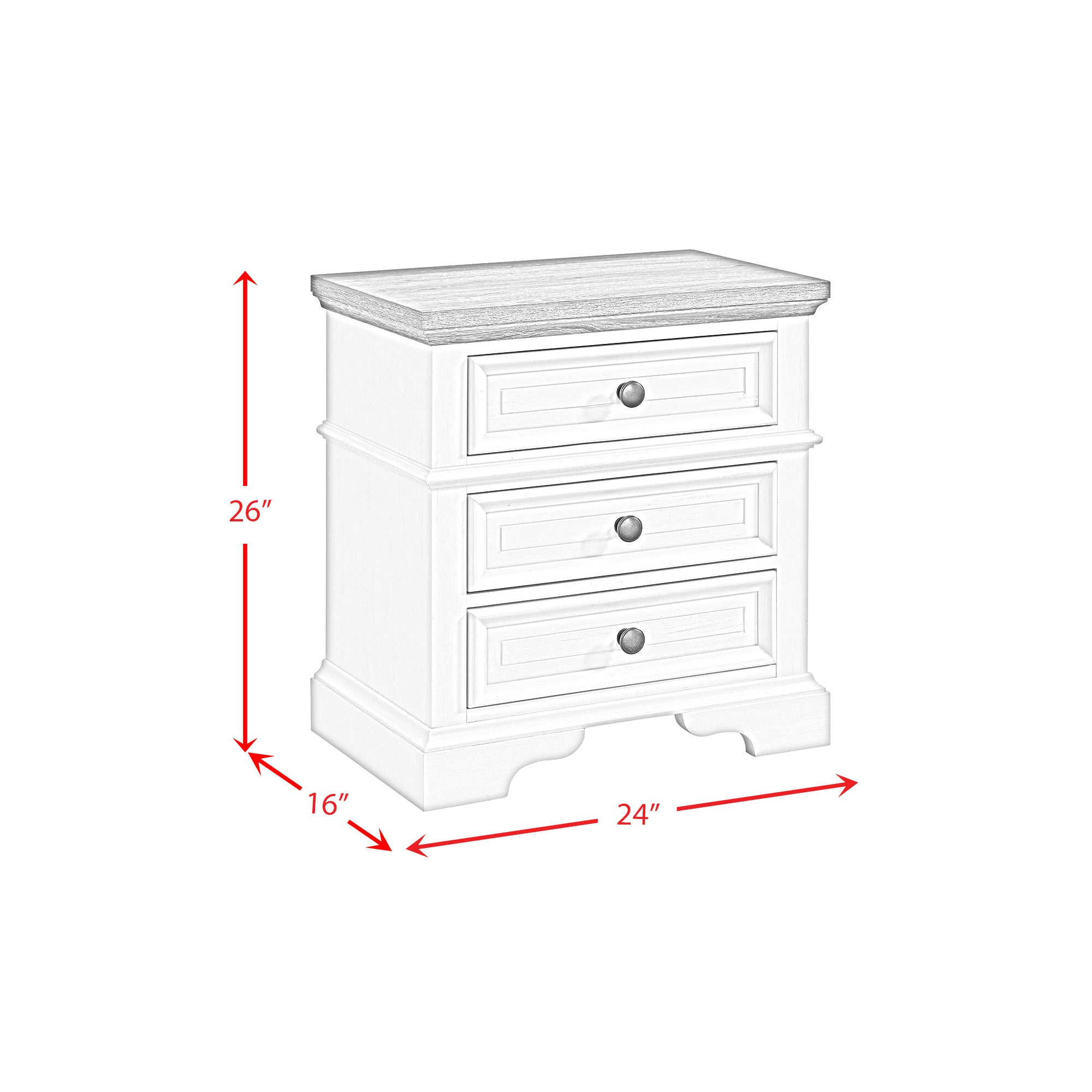 Eastwood Youth 3-Drawer Nightstand in Brown and Off-White