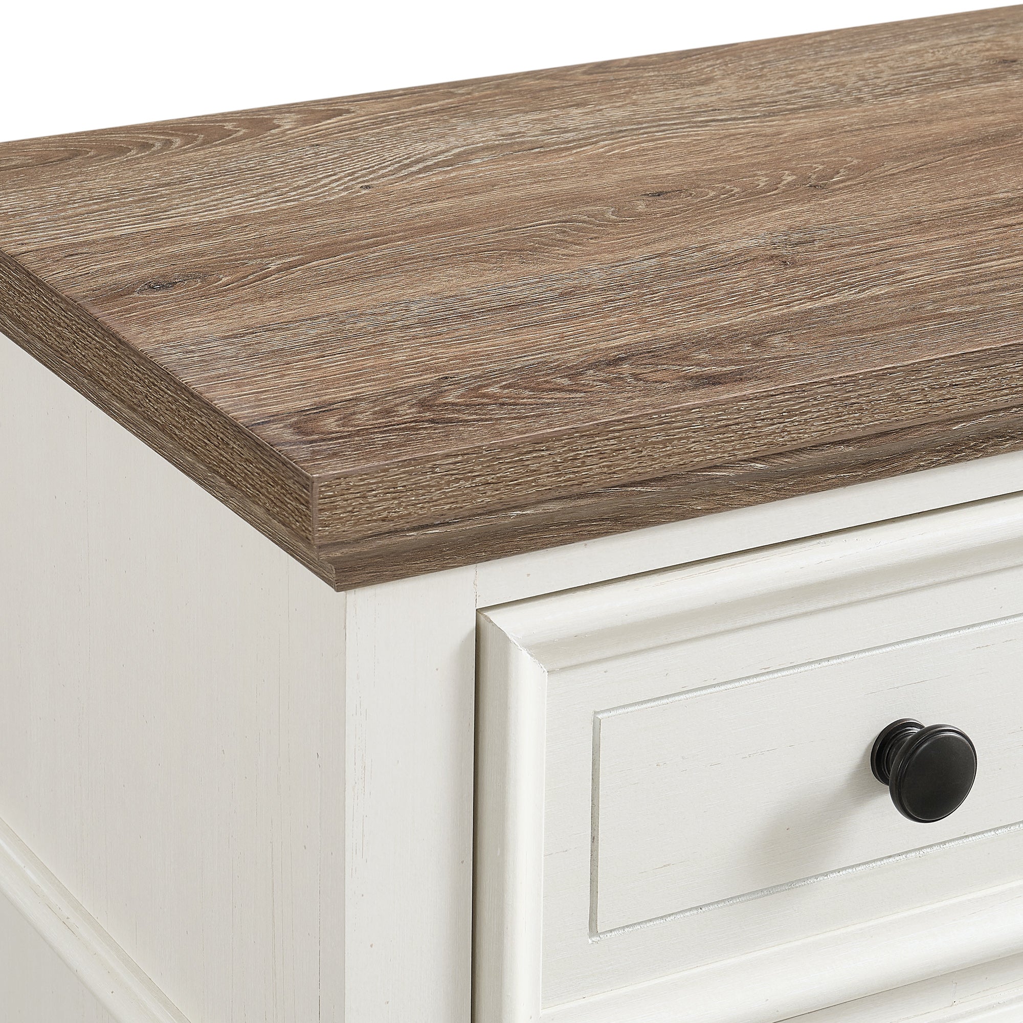 Eastwood Youth Dresser and Mirror Set in Brown and Off-White