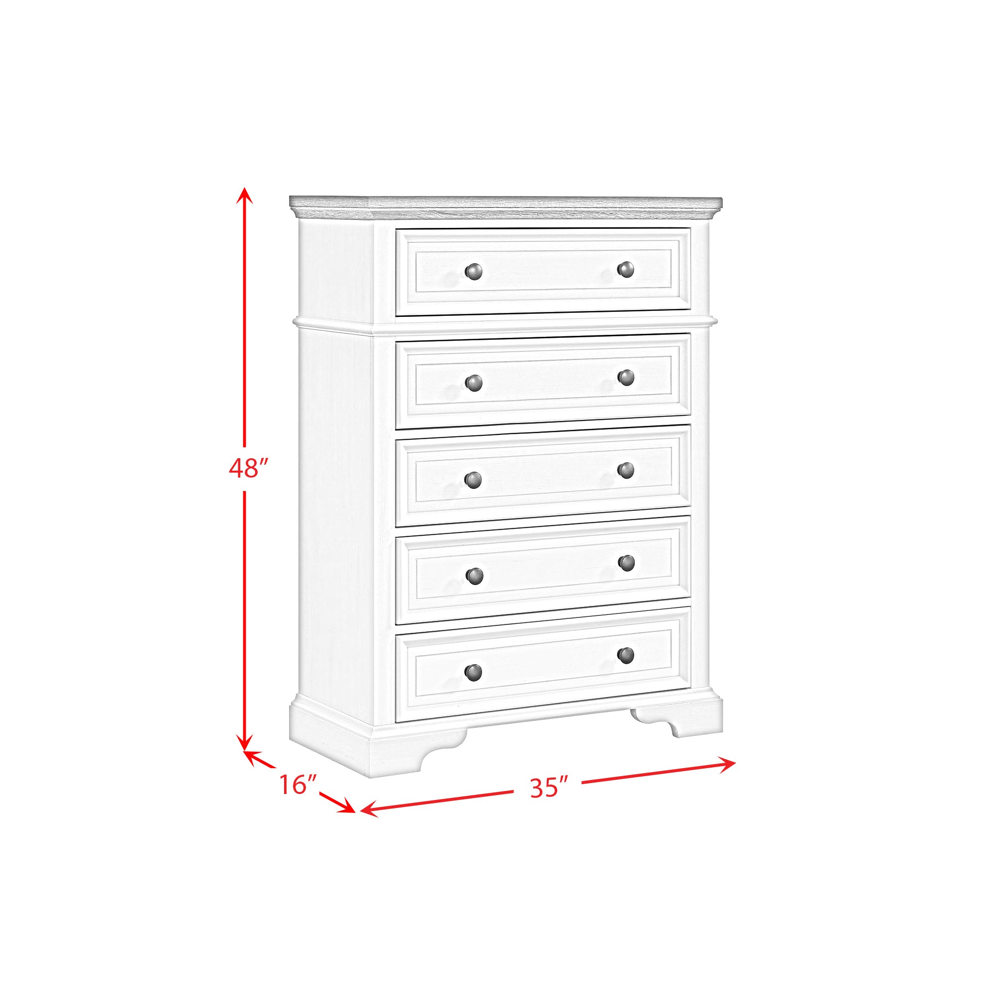 Eastwood Youth 5-Drawer Chest in Brown and Off-White