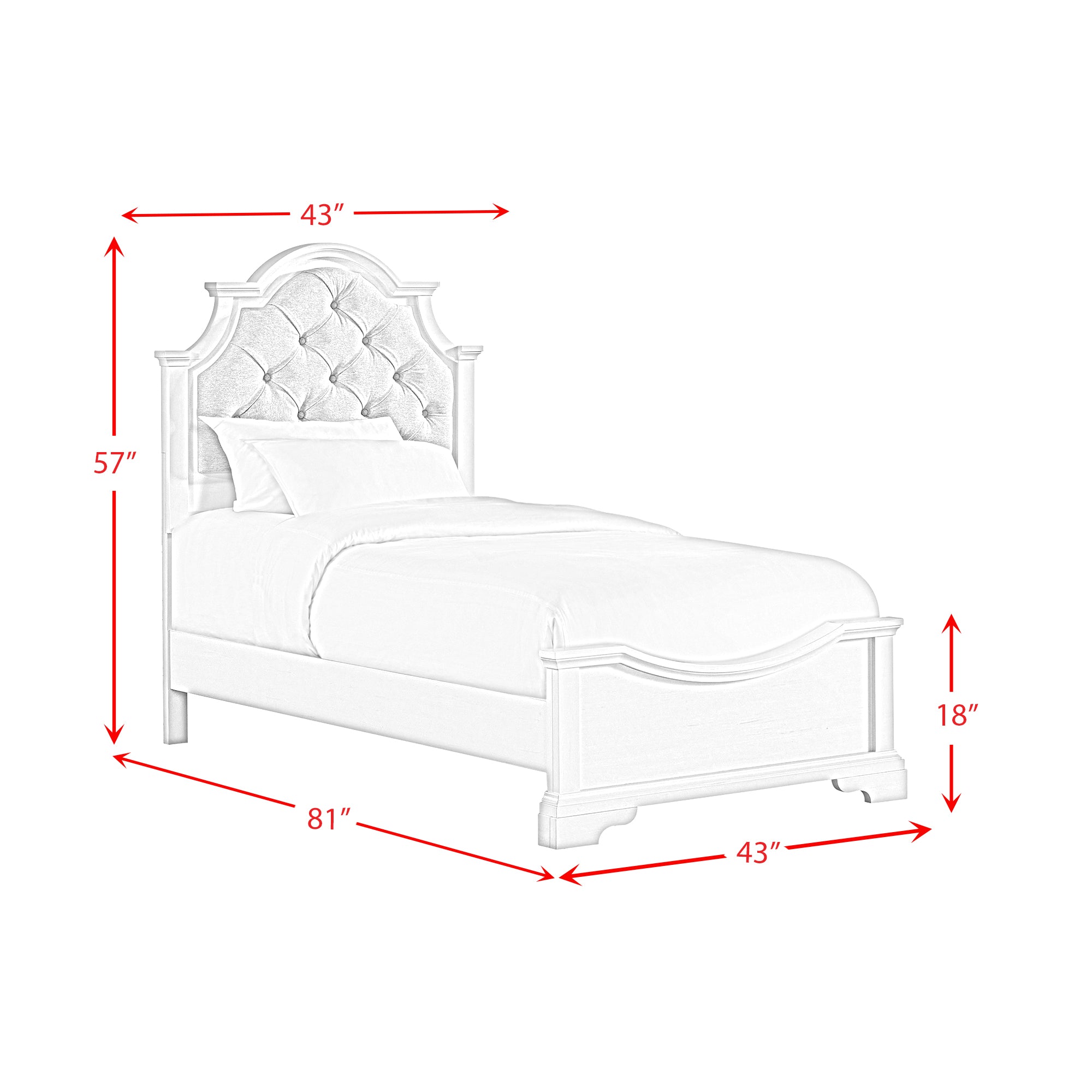 Eastwood Youth Twin UPH Bed in Off-White