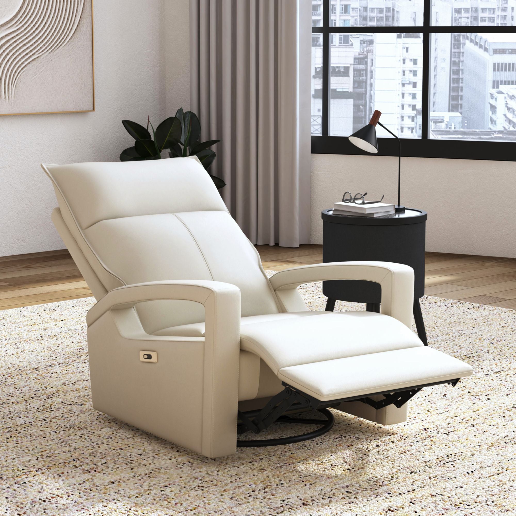 Eco P1 Recliner with Glider and Swivel in Del Mar Cream