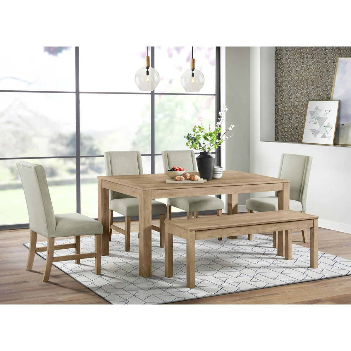 Eleanor Rectangular Dining Table in Brown – SKU D-6460-5-DT | Elements