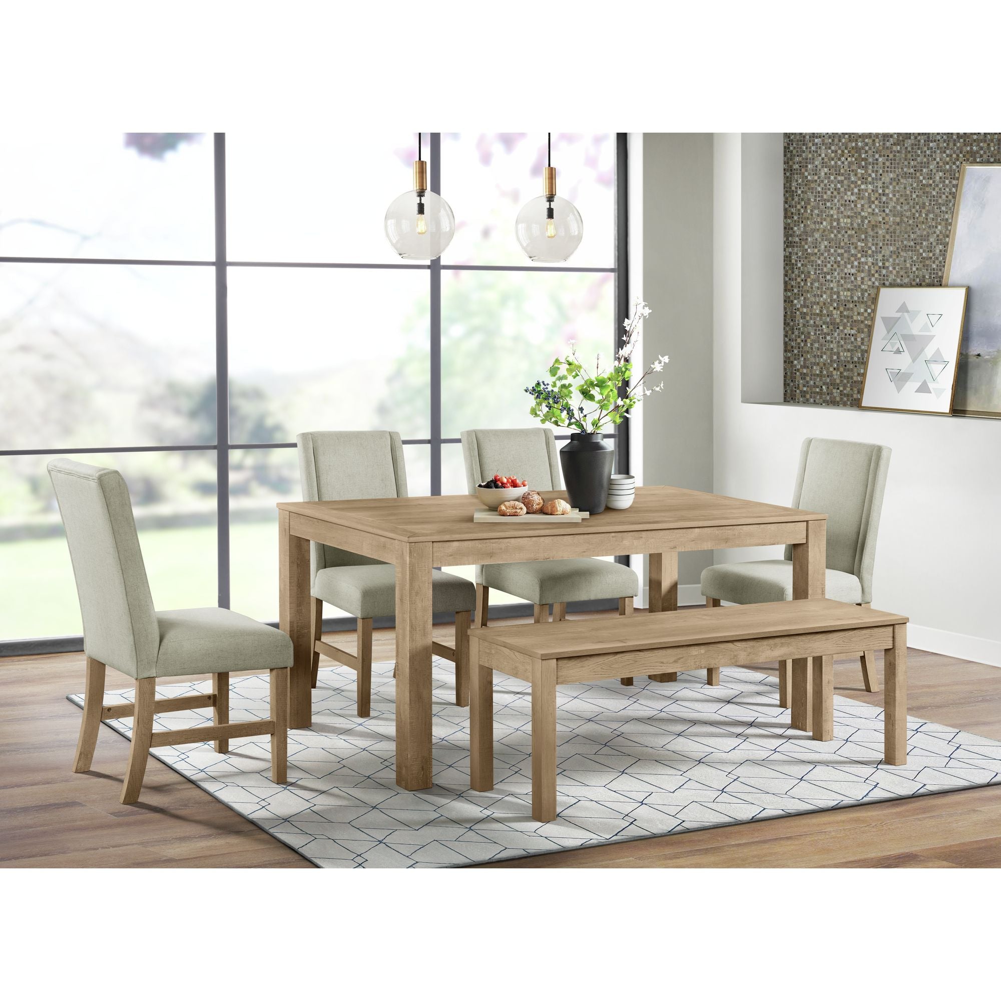 Eleanor Dining Bench in Brown – SKU D-6460-5-BN | Elements