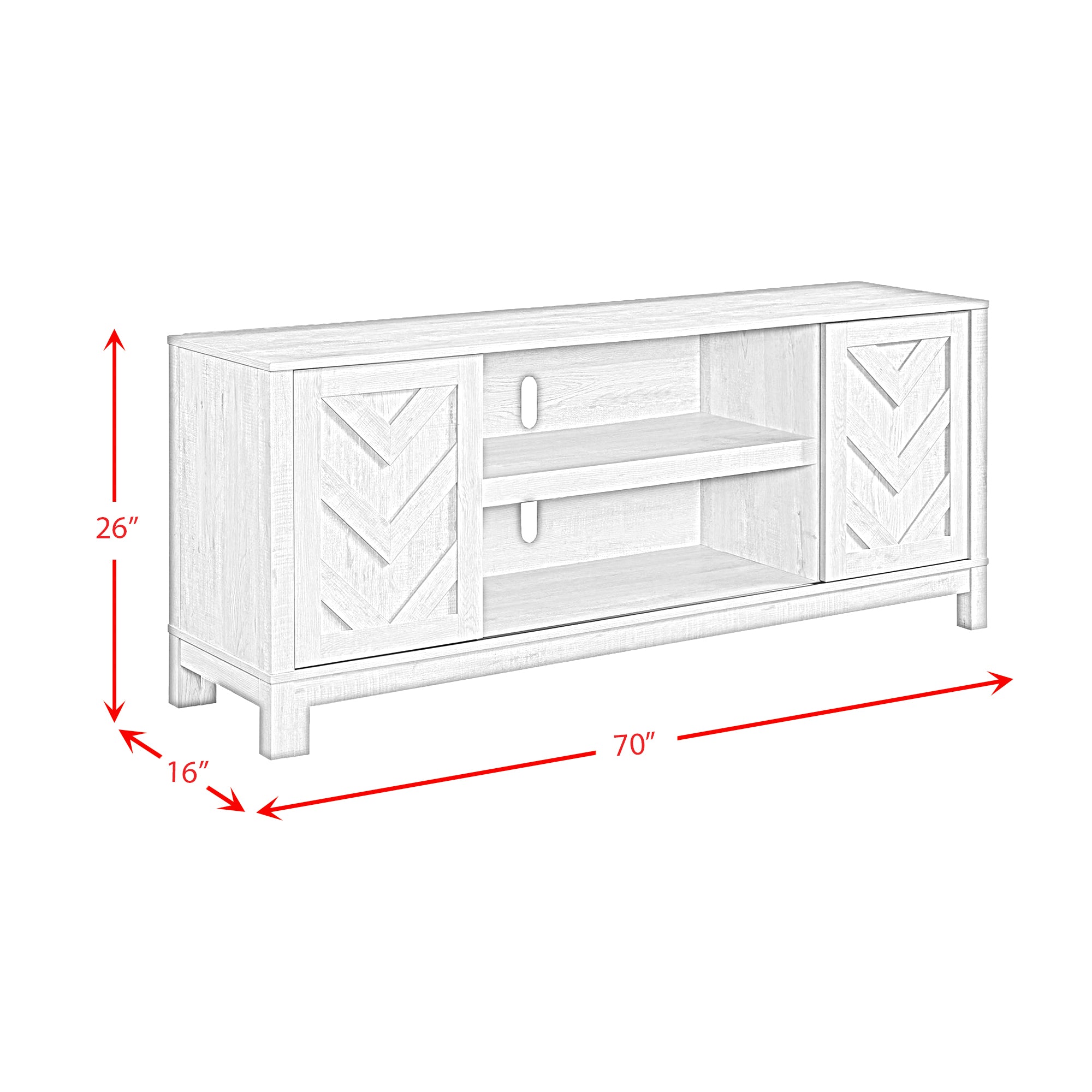 Eleanor 70" TV Stand with Sliding Door in White