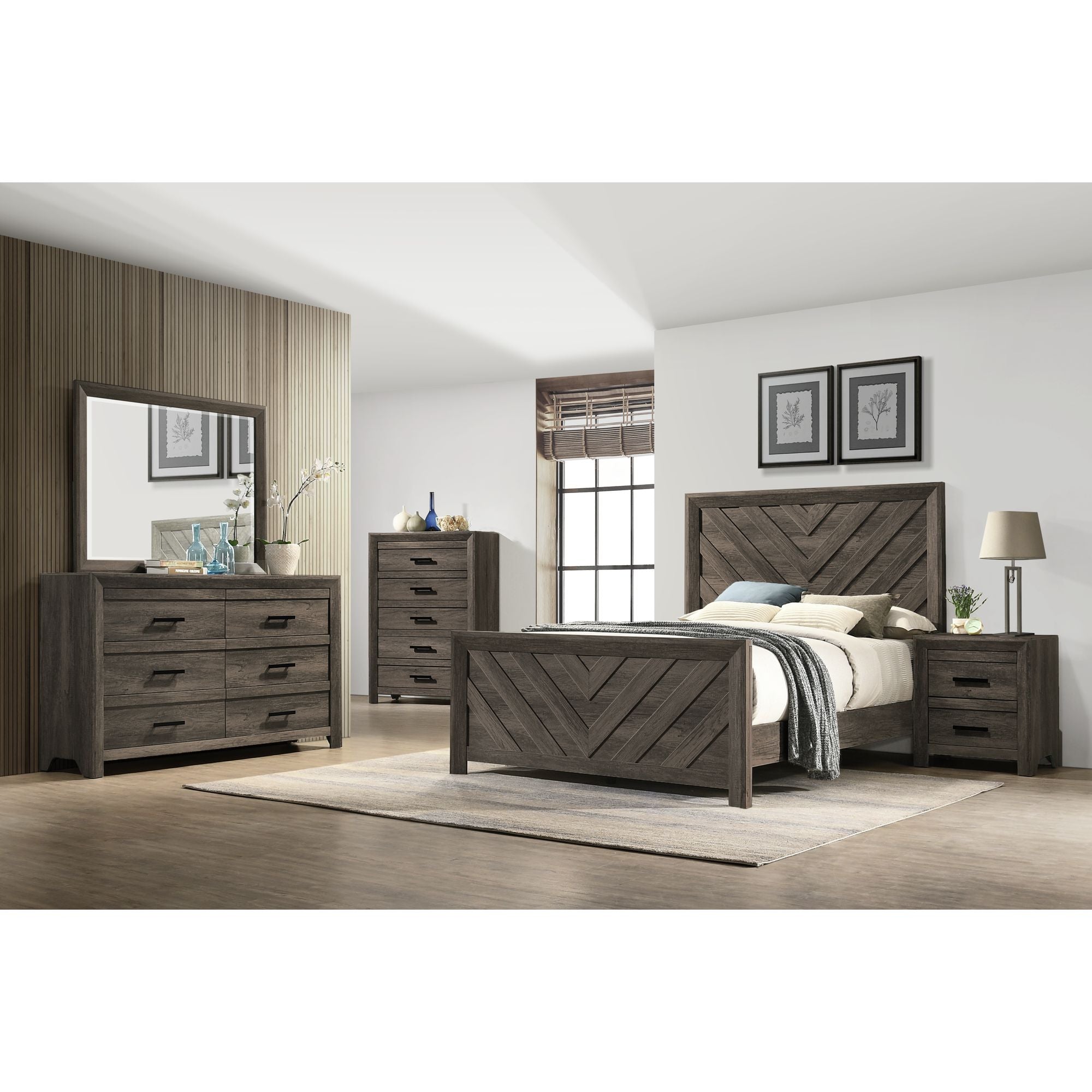 Eleanor Queen Bed in Mocha Grey – SKU EL400QBZS | Elements