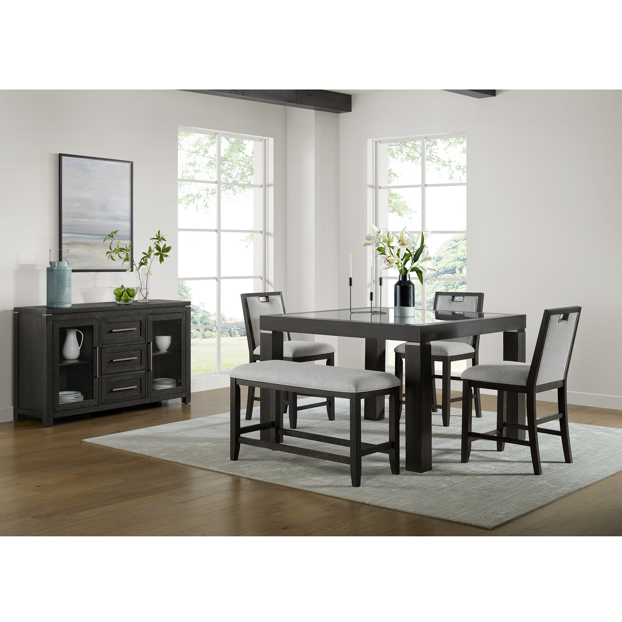 Elodie Counter Chair with Grey Fabric in Charcoal (2 Per Carton)