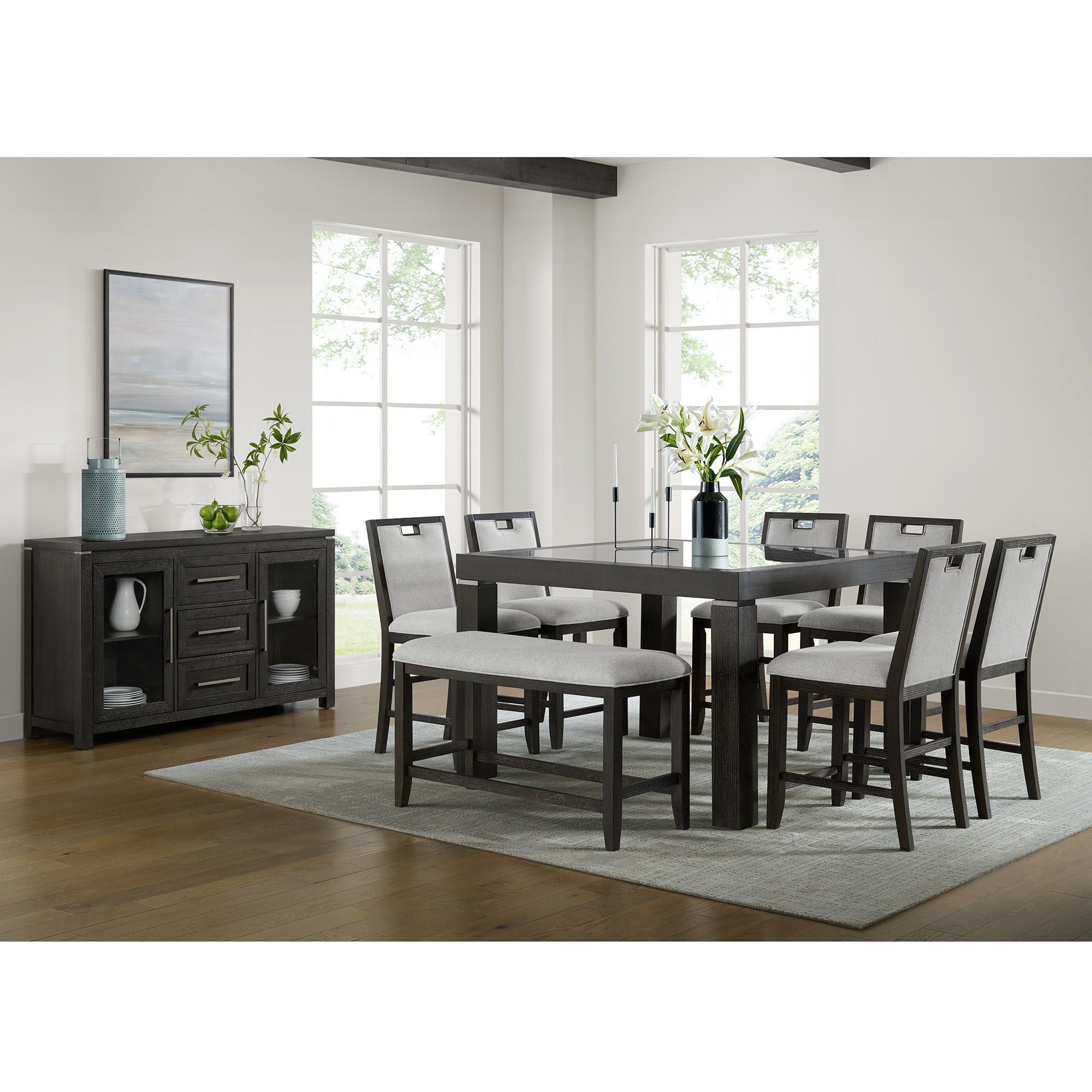 Elodie Counter Table with Glass in Charcoal