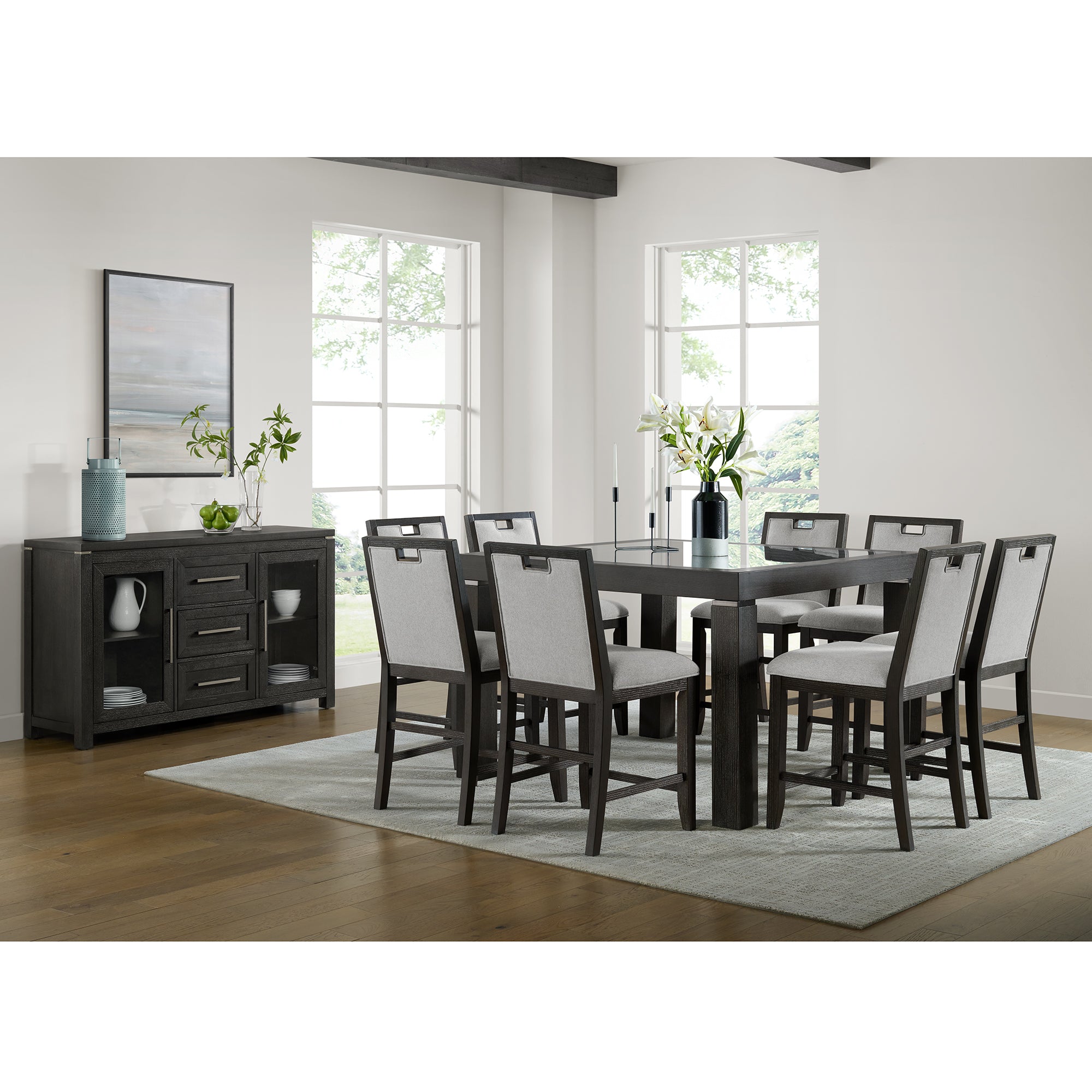 Elodie Counter Table with Glass in Charcoal