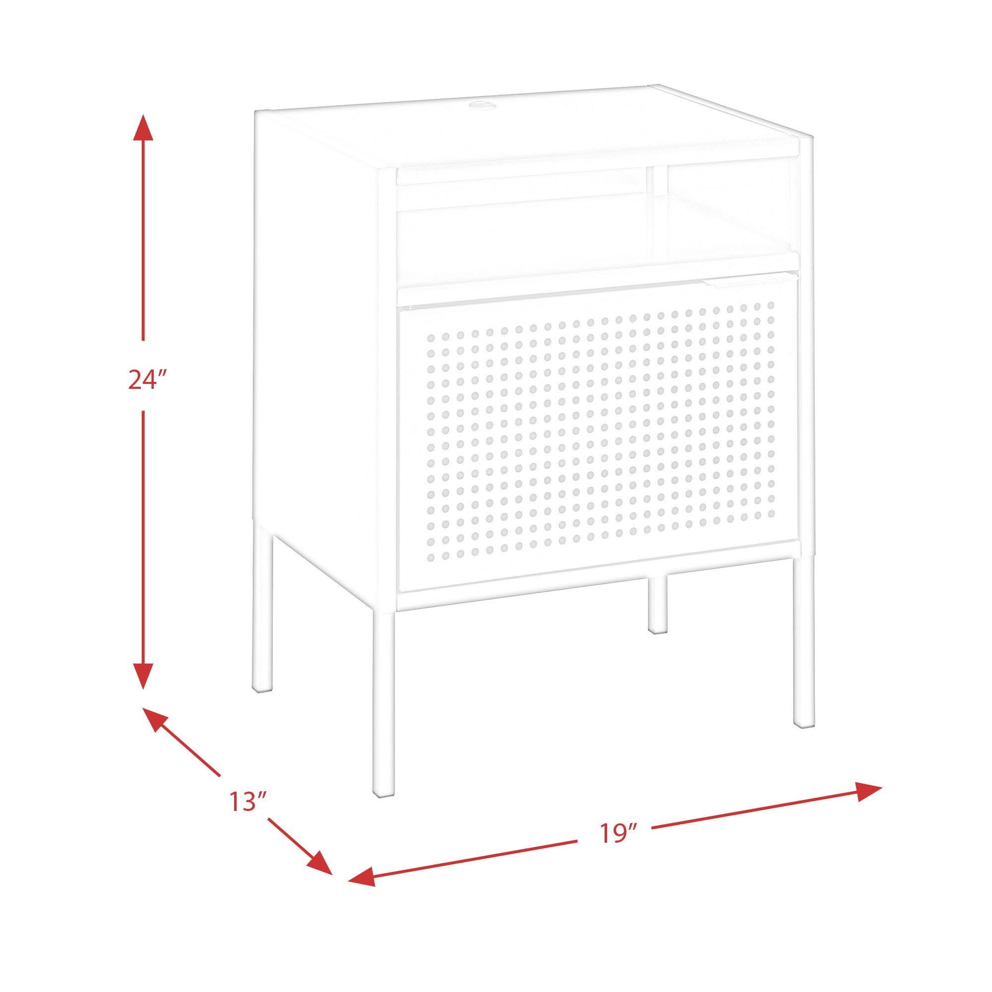 Ember Nightstand (C-1094) RED NIGHTSTAND W/ USB