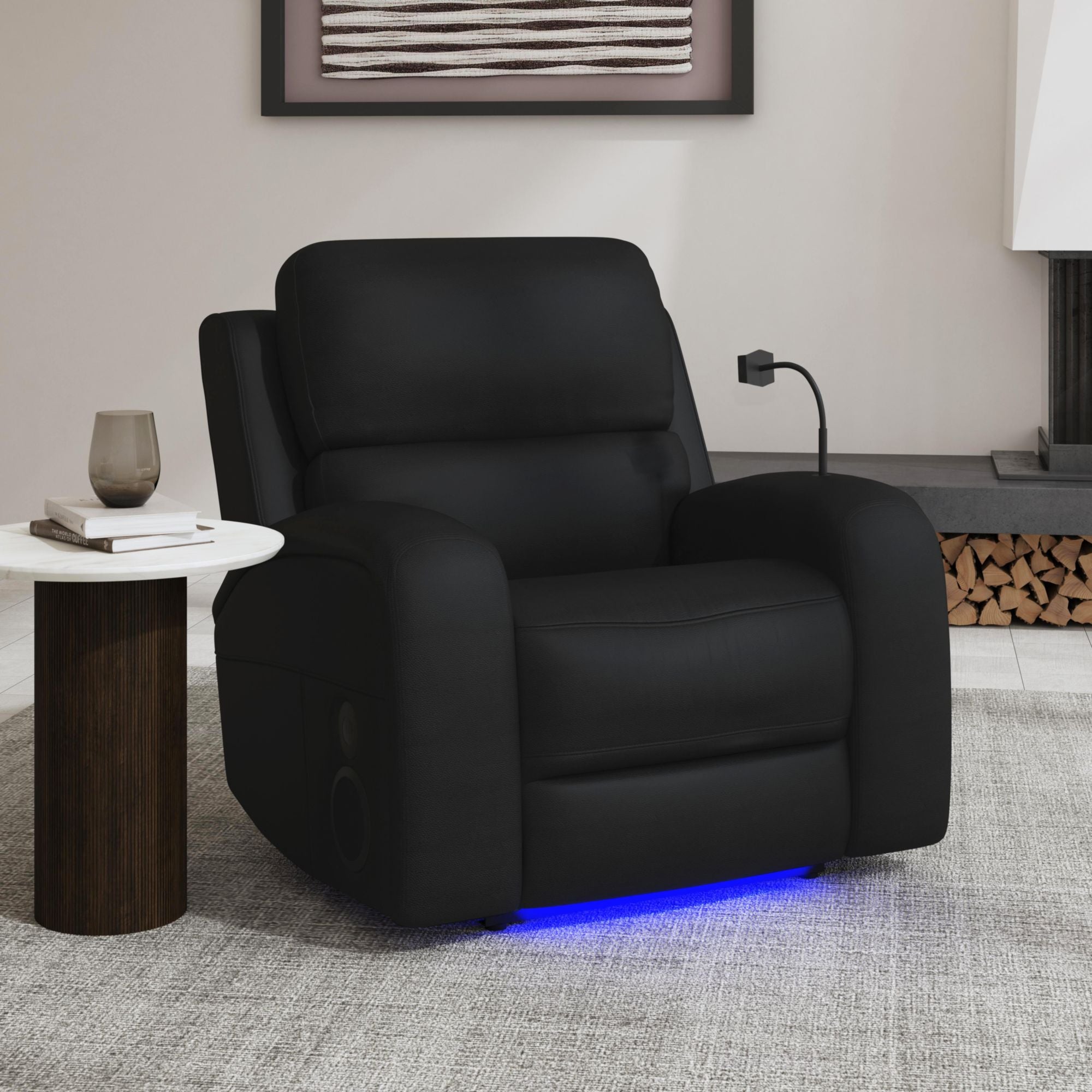 Euphora P3 Power Glider Recliner W/Heat & Massage, Music, Ipad holder W/wireless charger and USBC in Aline Black – SKU U-16650-11432-105PPP | Elements