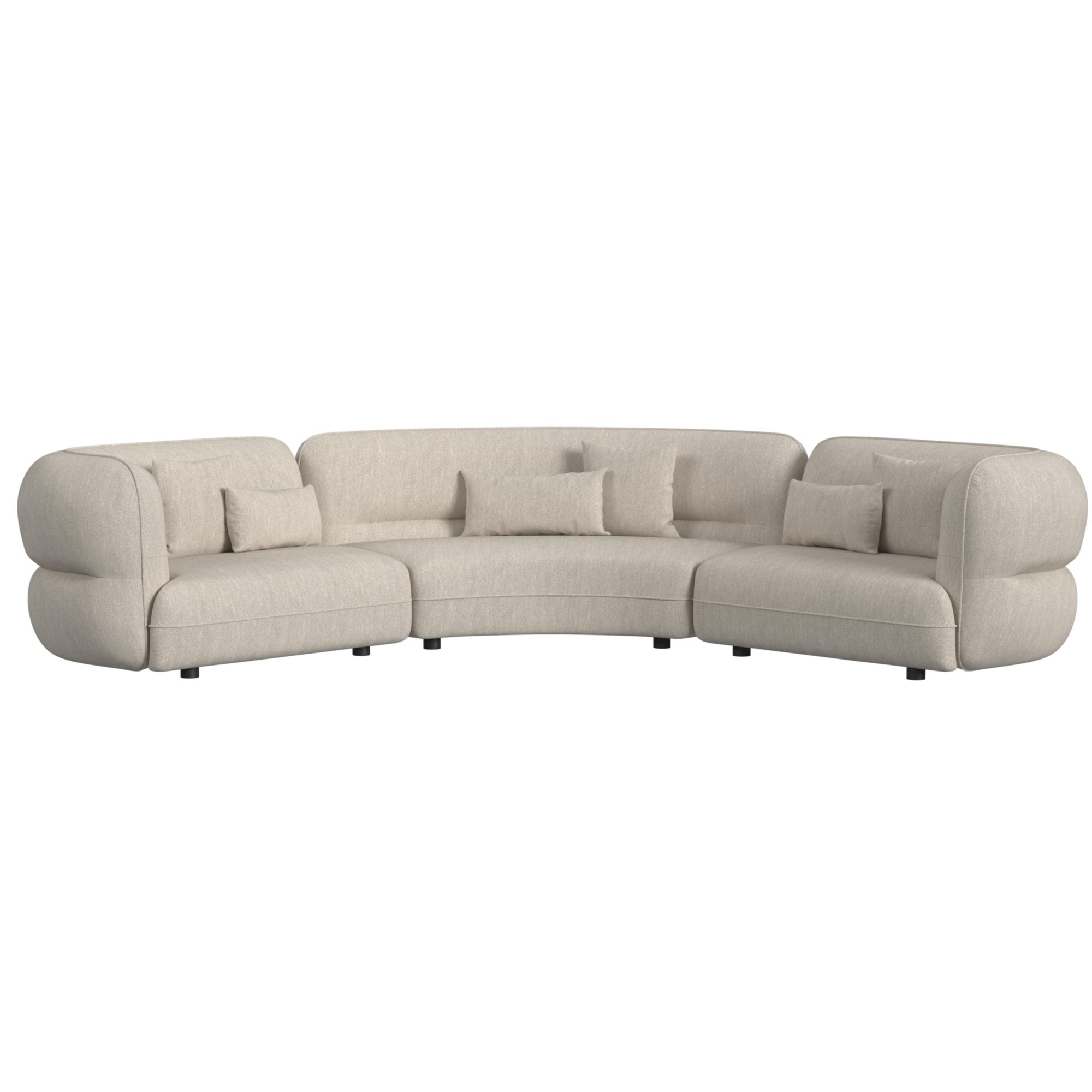 Four Seasons Sectional Set in Woolen Camel with 6 Pillows