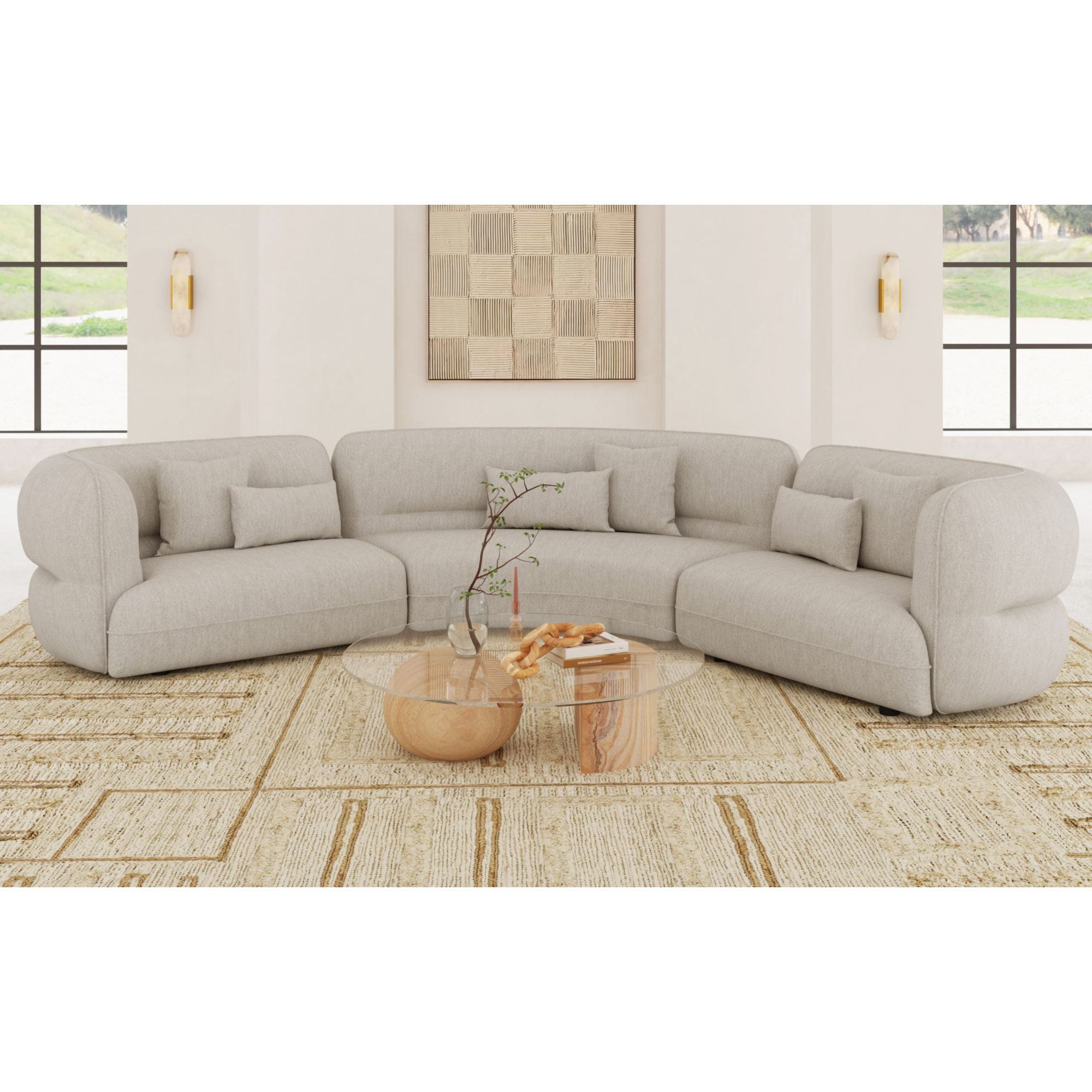 Four Seasons Wedge in Woolen Camel with 2 Pillows – SKU U-15310-11110-210 | Elements