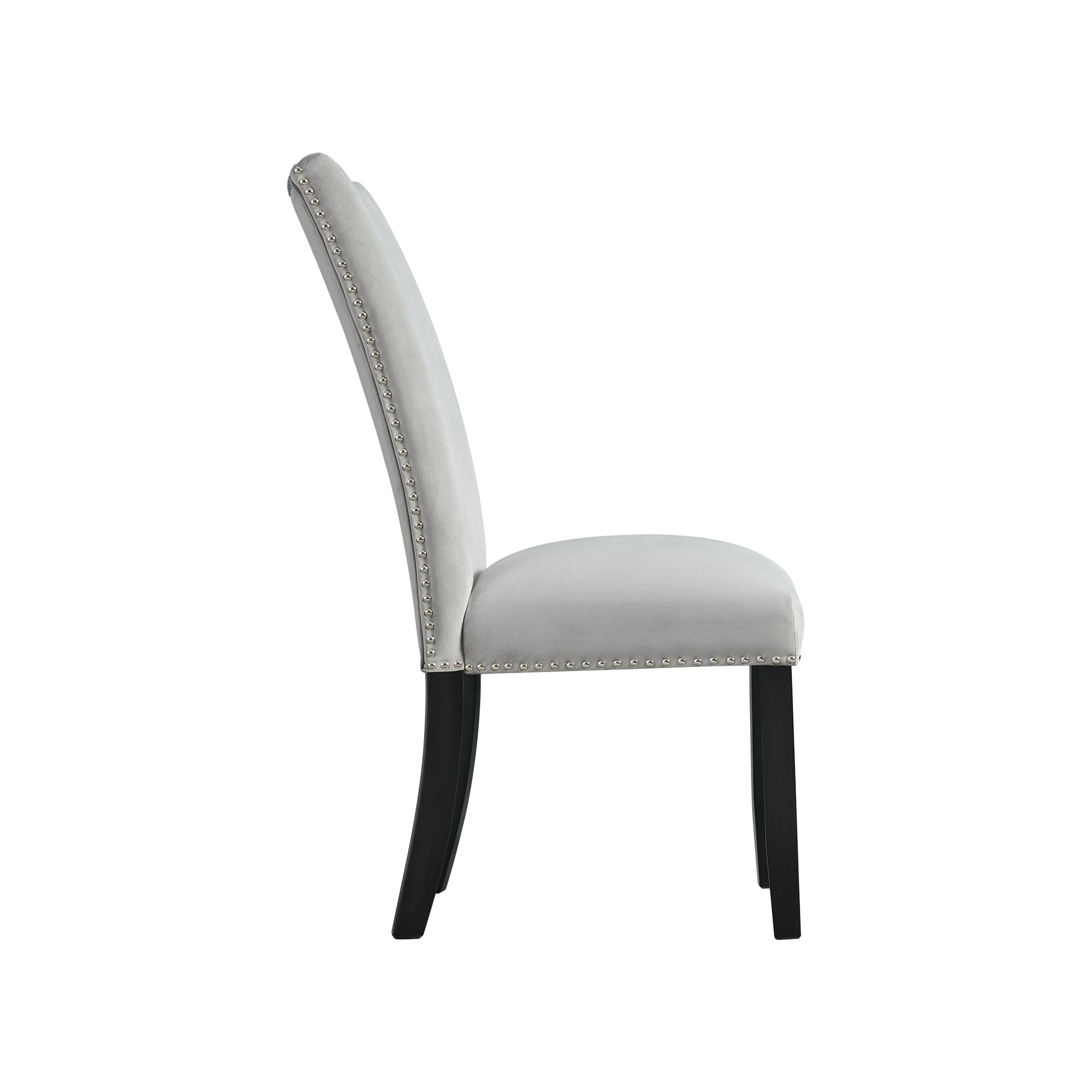 Francesca Rectangular Dining Grey Velvet Side Chair W/ Nailhead Trim (2 Per Pack)
